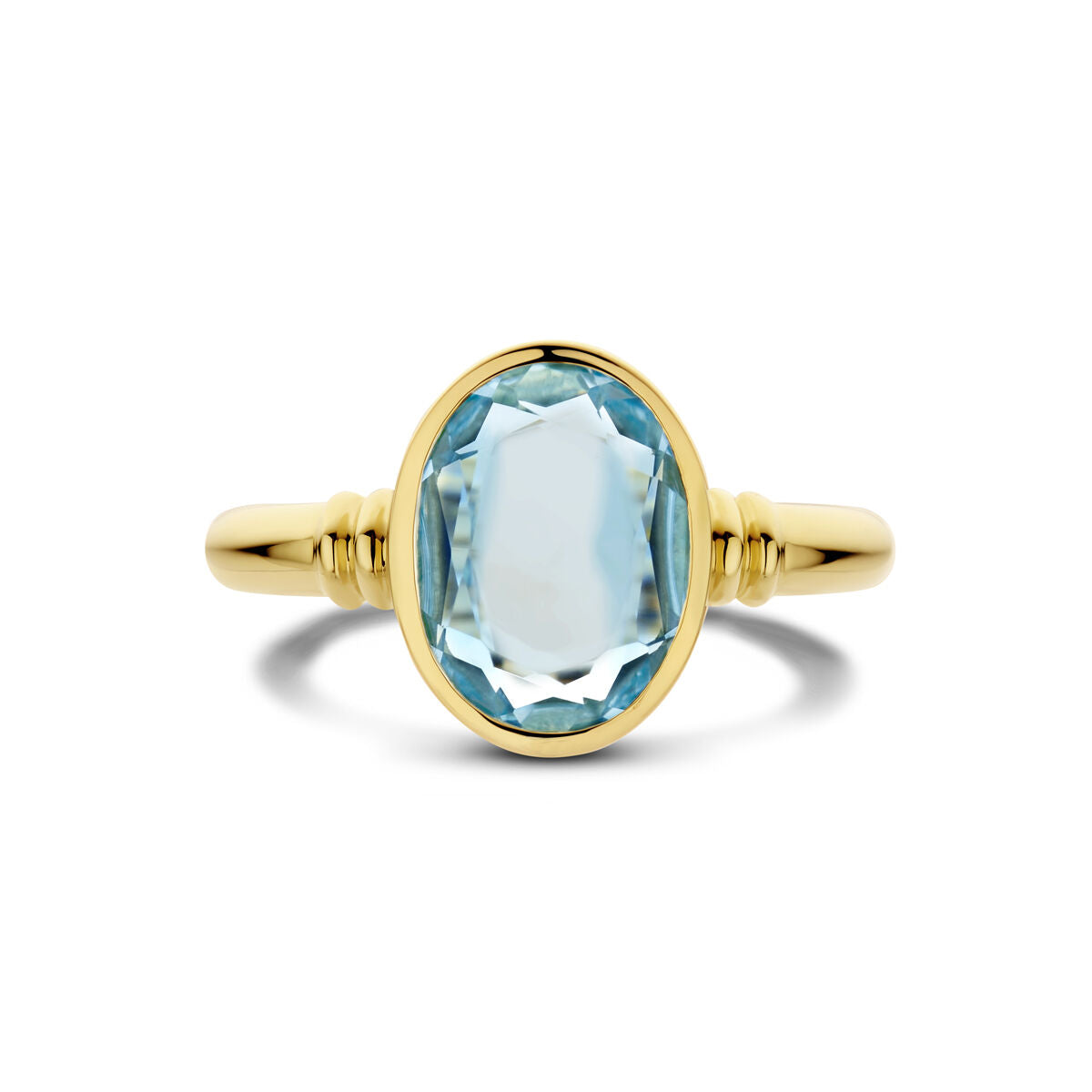Ring sky blue topaas 14K geelgoud