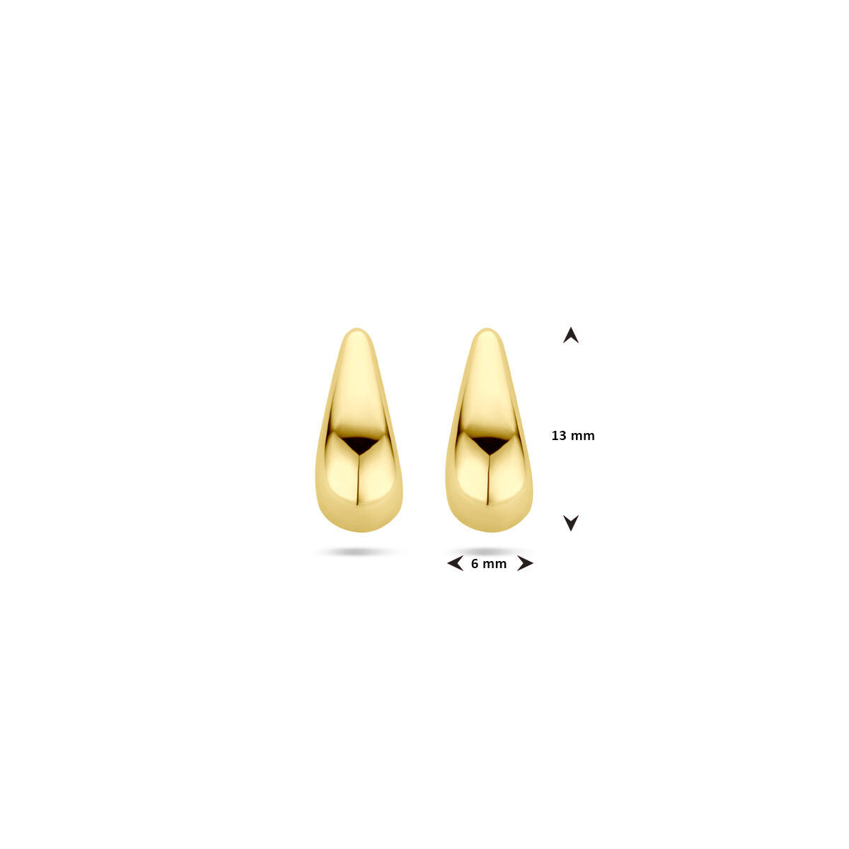 Stekeroorringen druppel 9K geelgoud 13 mm