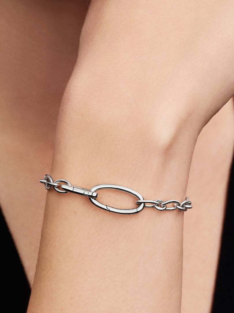 Pandora Openable Ovale Schakelarmband zilver 594678C00