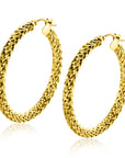Zinzi Gold 14 krt gouden oorringen met schitterende bewerkte buis 3mm breed ZGO329
