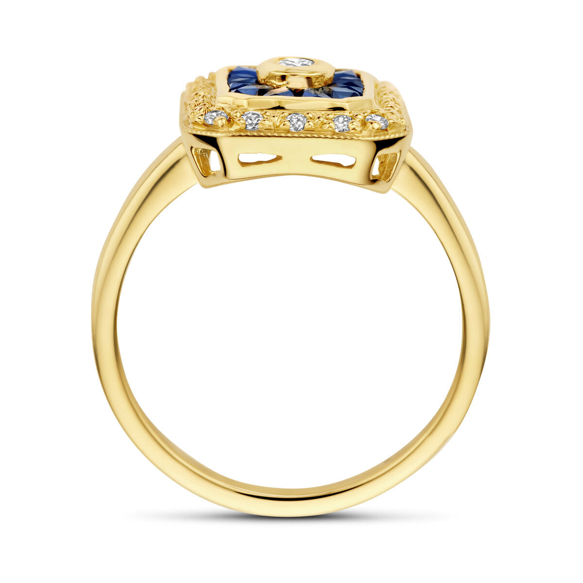 Ring saffier en diamant 0.25ct h si 14K geelgoud