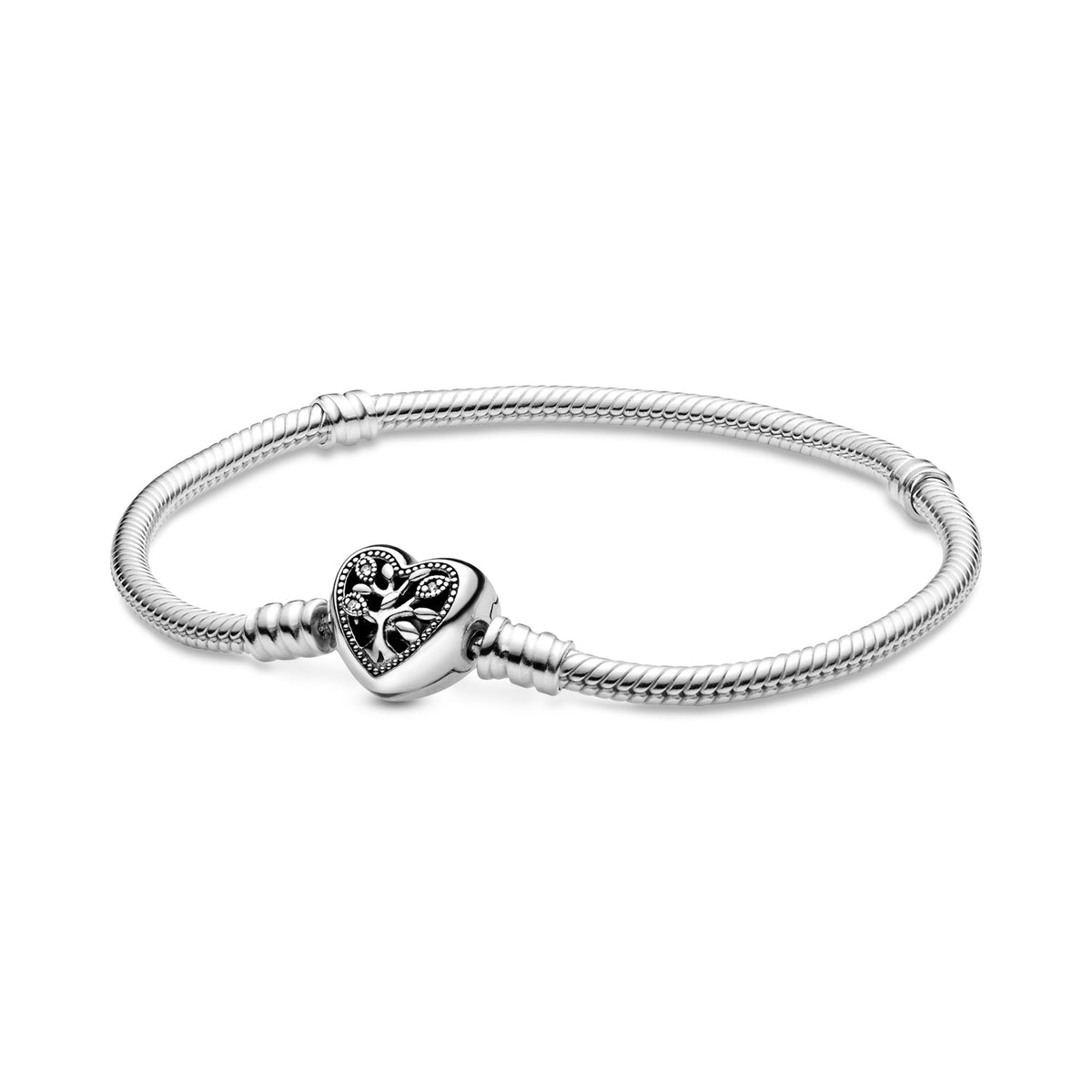Pandora Moments Stamboom Snake Chain Armband met Hartsluiting zilver