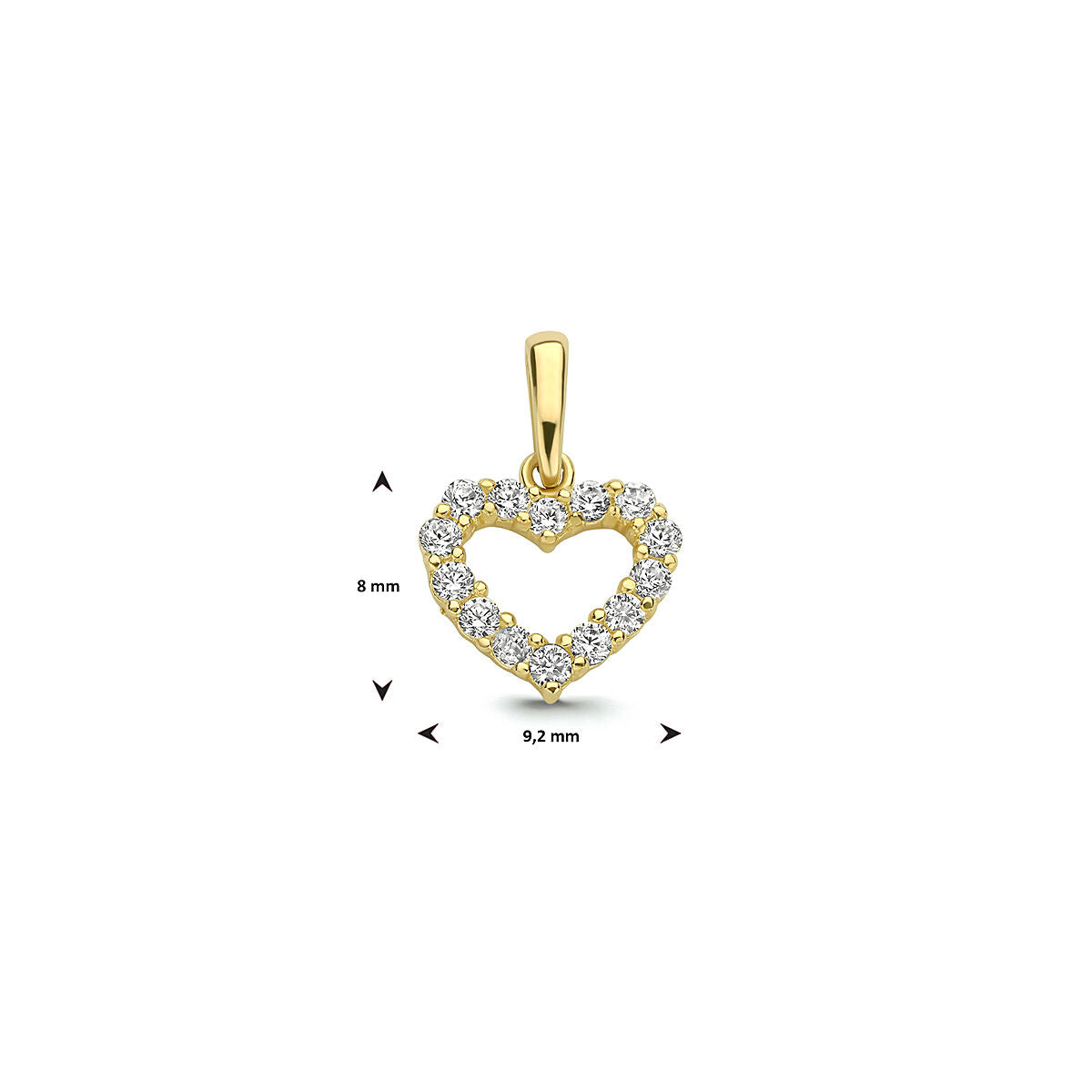 9K Geelgouden 9k hanger hart zirkonia 8 mm - 8000276 - PansiteNederland.nl