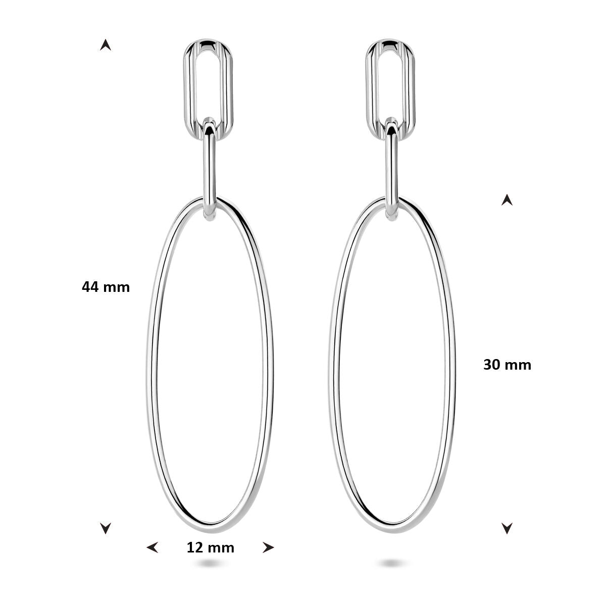 Fantasy Collection Hangende oorbellen schakel 44 mm zilver