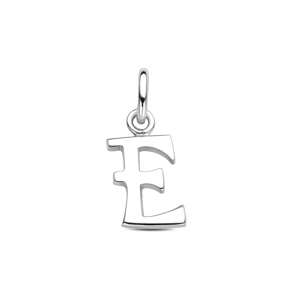 Hanger letter E 12,5 mm zilver gerhodineerd #Letter_E