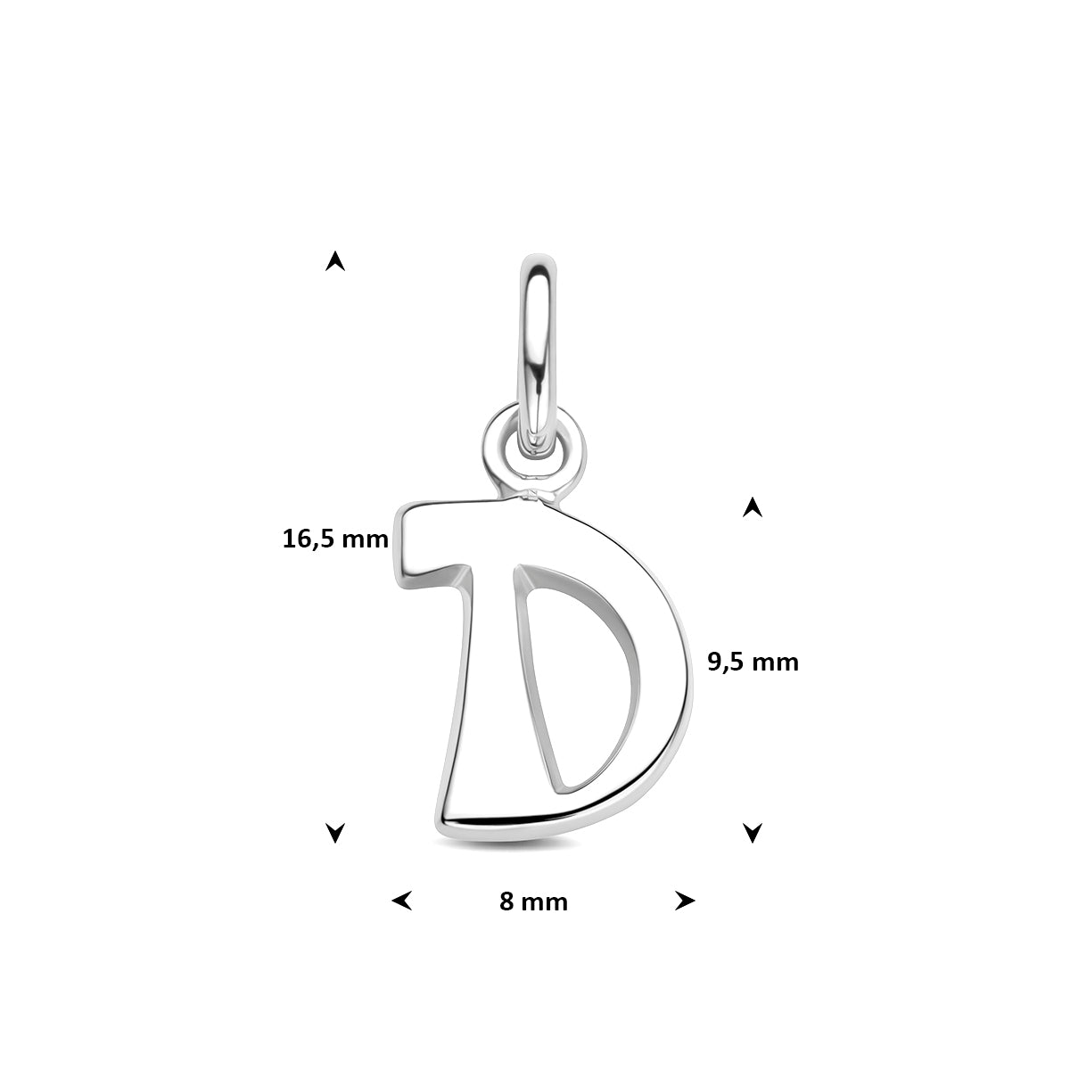 Hanger letter D 12,5 mm zilver #Letter_D