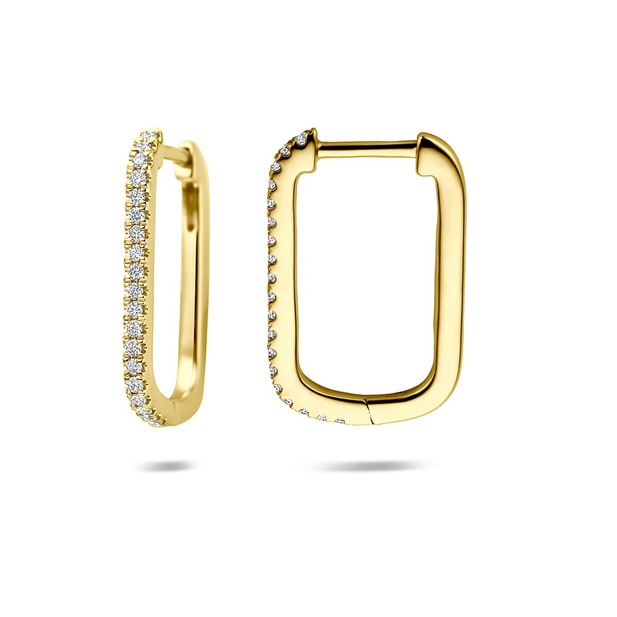 Fantasy Collection Oorbellen lab grown diamant 0.19ct (2x 0.095ct) g vs 18 mm 14K geelgoud