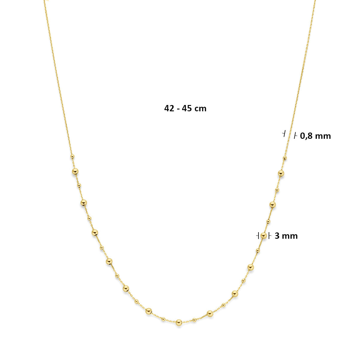 Collier bolletjes 14K geelgoud 42 - 45 cm 4036574