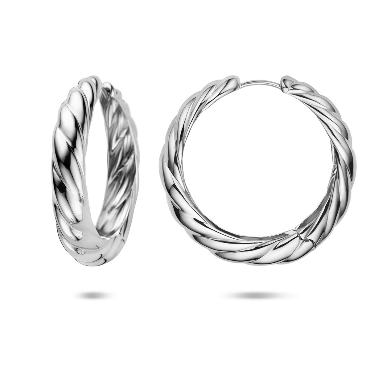 Zilveren gerhodineerde klapoorringen 40 mm - 1341309
