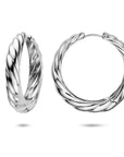 Zilveren gerhodineerde klapoorringen 40 mm - 1341309