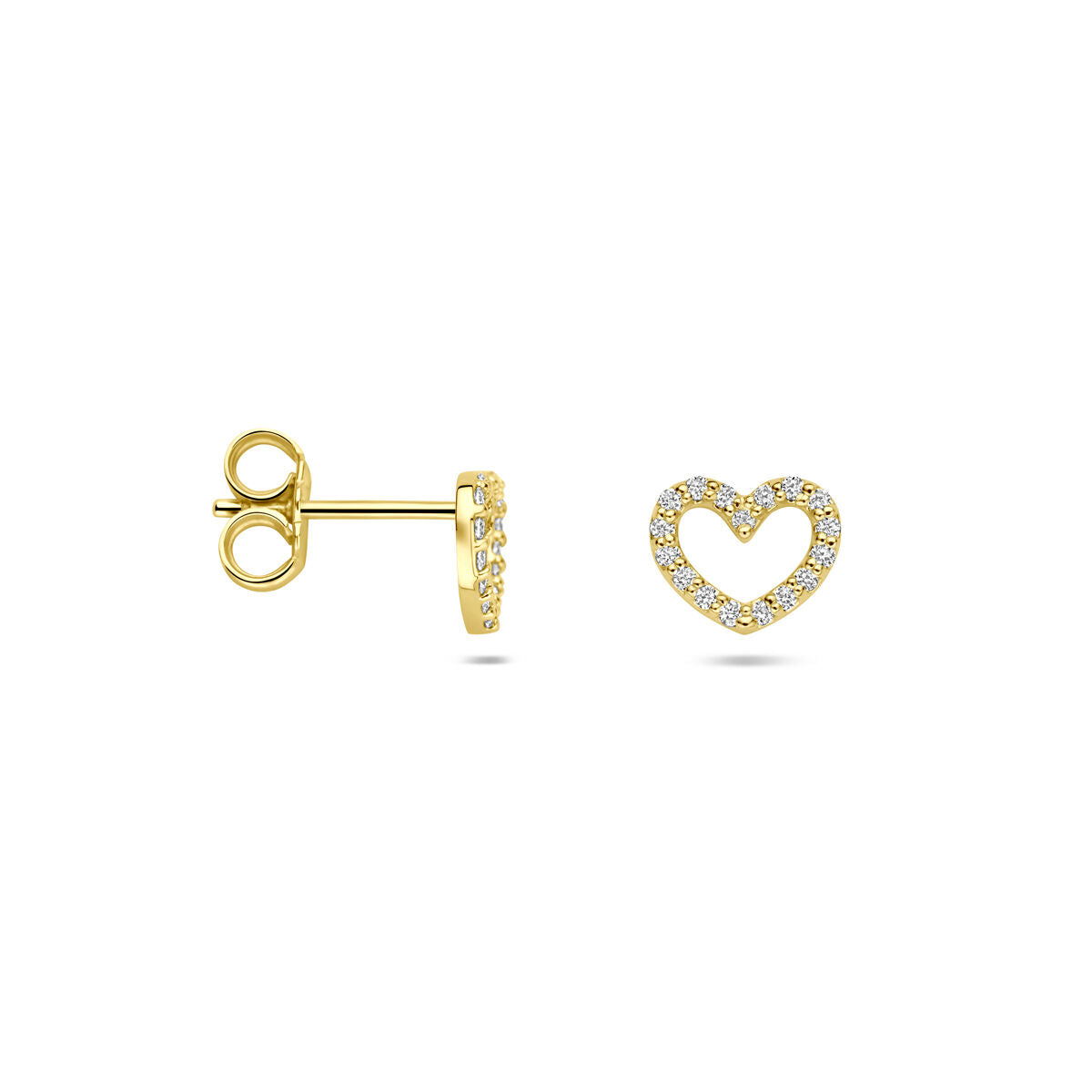 Fantasy Collection Oorbellen hartje lab grown diamant 0.19ct (2x 0.095ct) g vs 6,5 mm 14K geelgoud