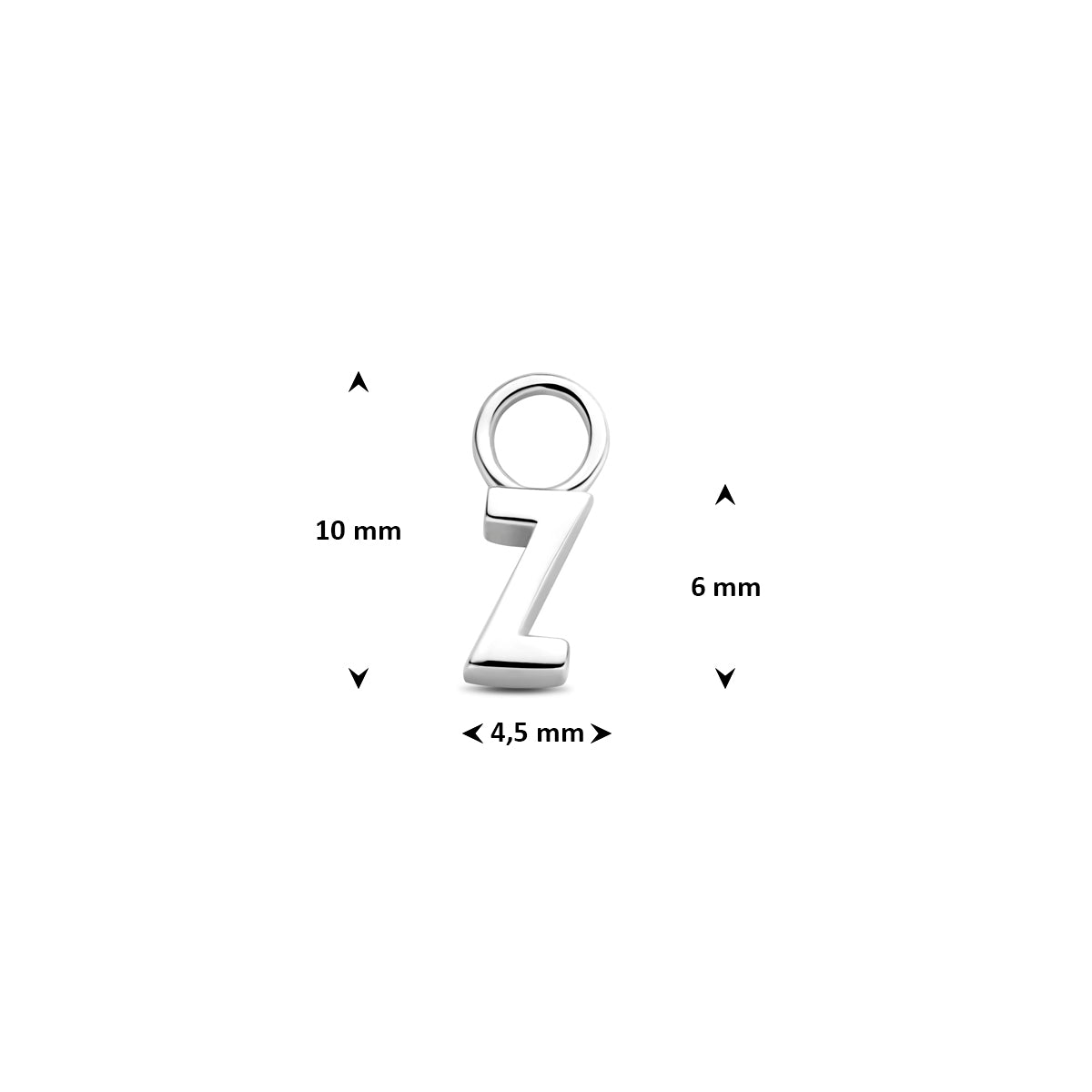 Oorringhanger letter Z 6 mm zilver #Letter_Z