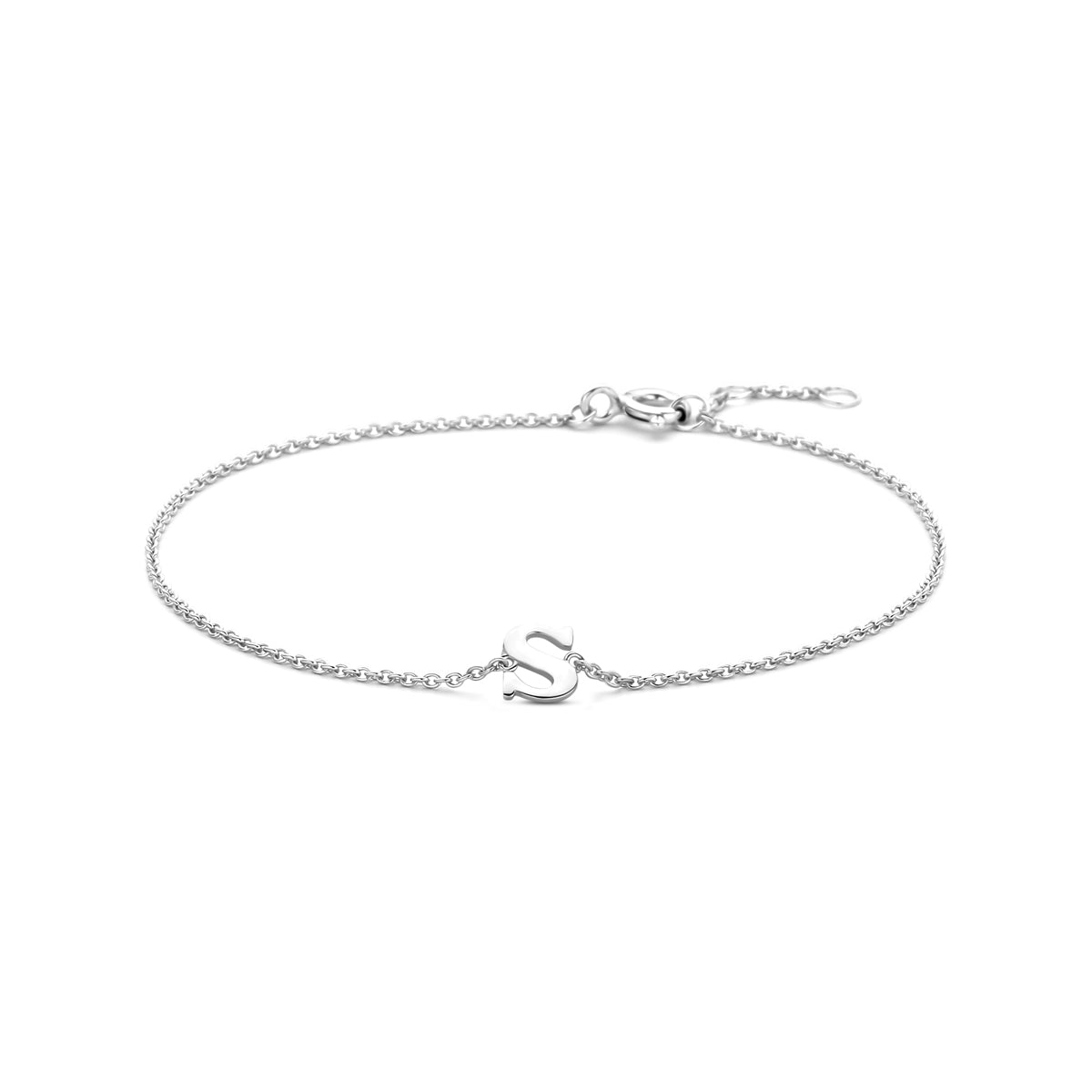 Armband letter S zilver gerhodineerd #Letter_S