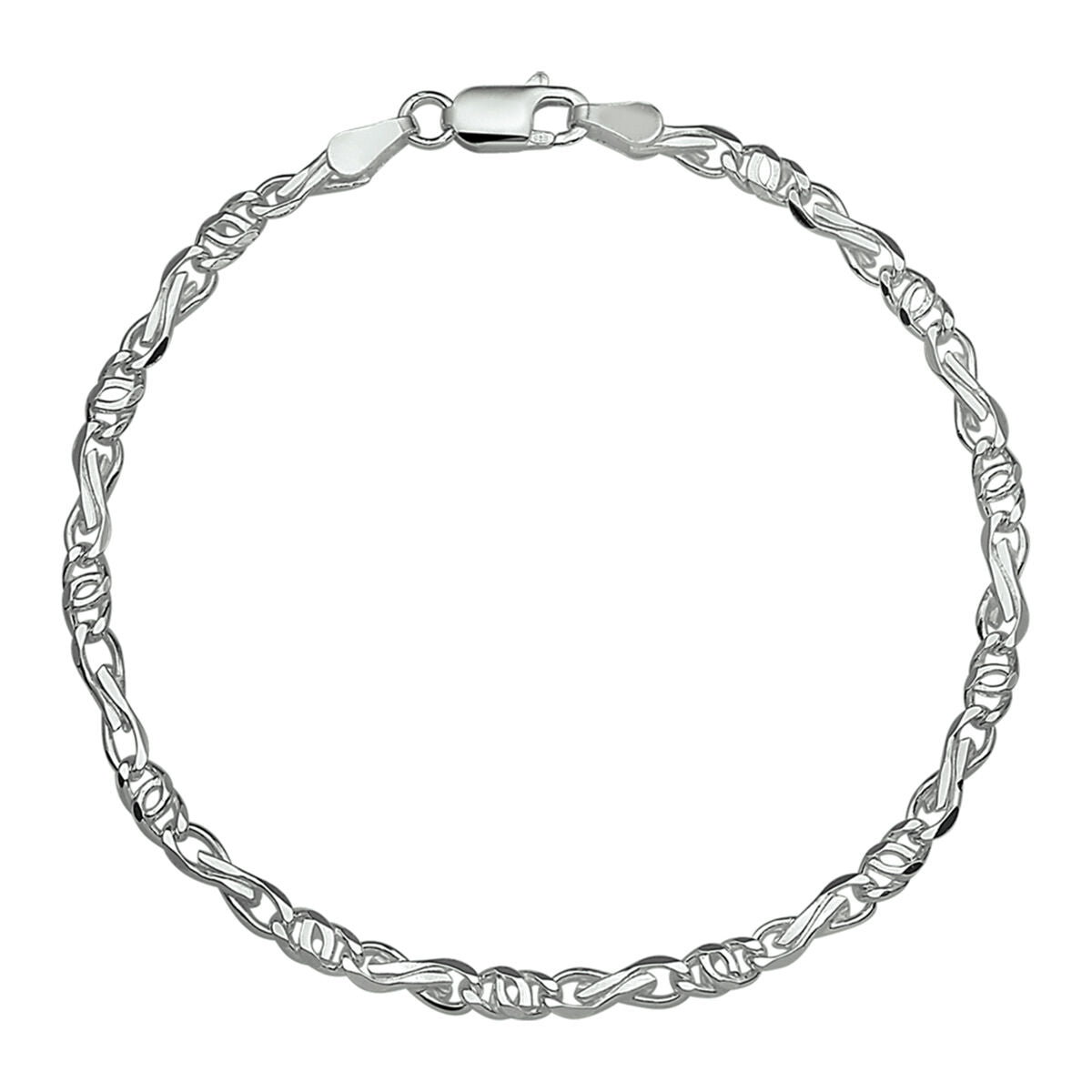 Armband valkenoog 3,5 mm 18 cm zilver gerhodineerd