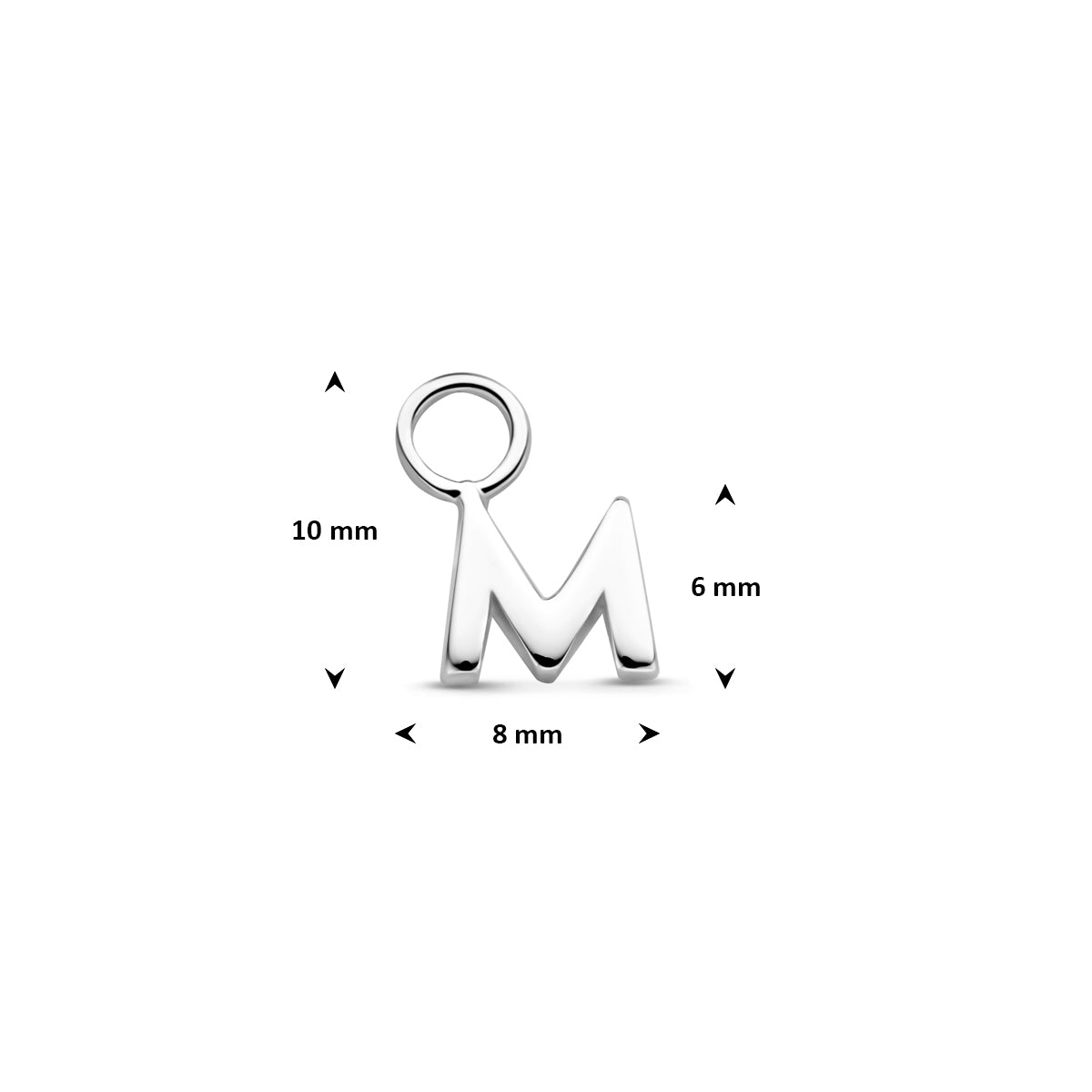 Oorringhanger letter M 6 mm zilver #Letter_M