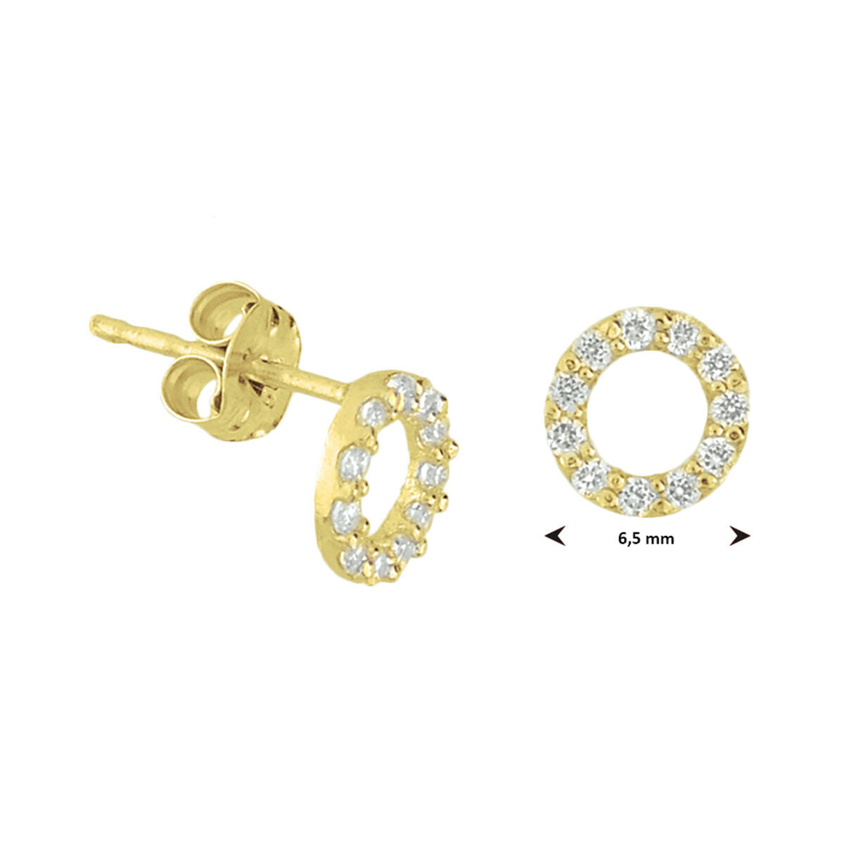 9K Geelgouden 9k oorknoppen zirkonia 6,5 mm - 8000269