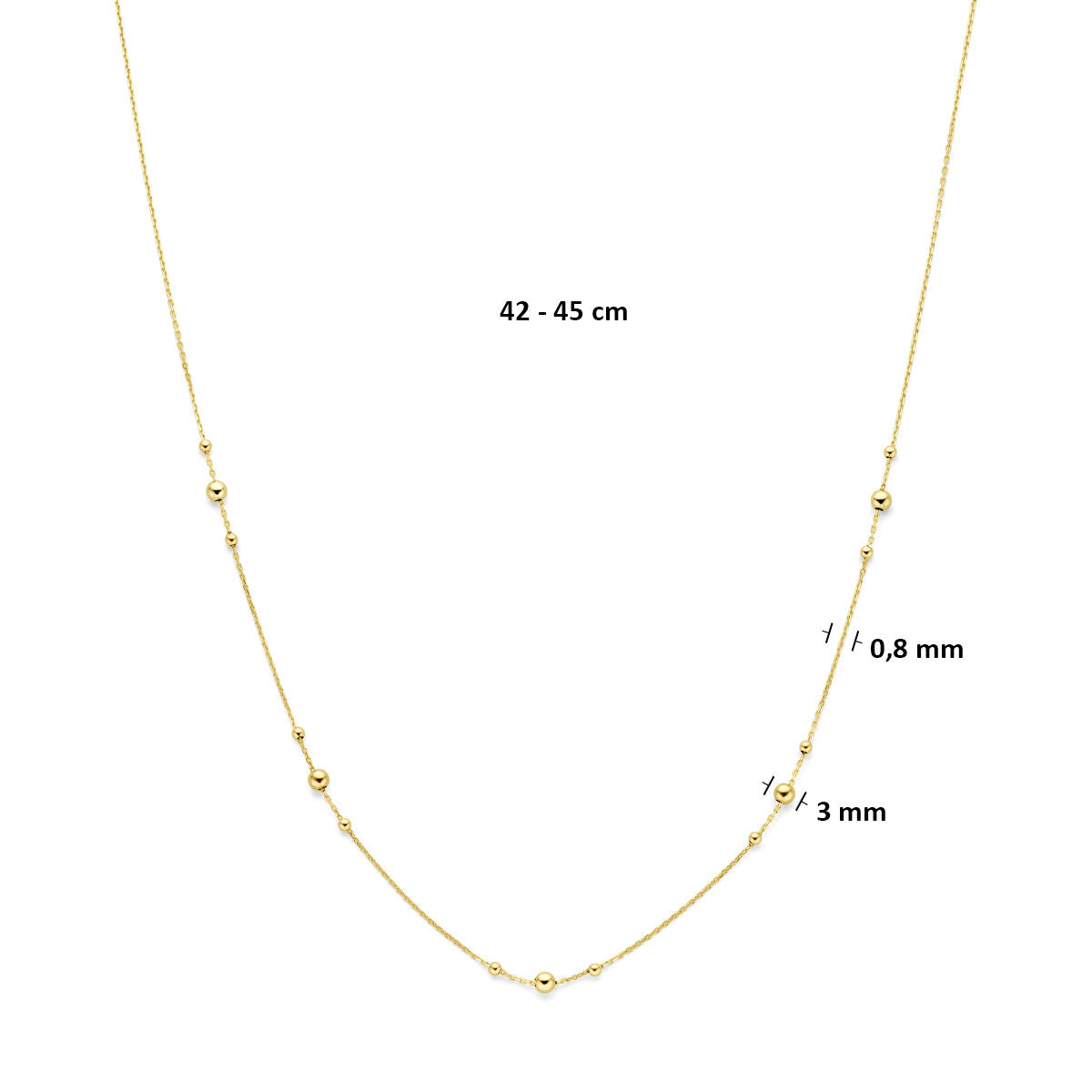 Collier bolletjes 14K geelgoud 42 - 45 cm 4036565