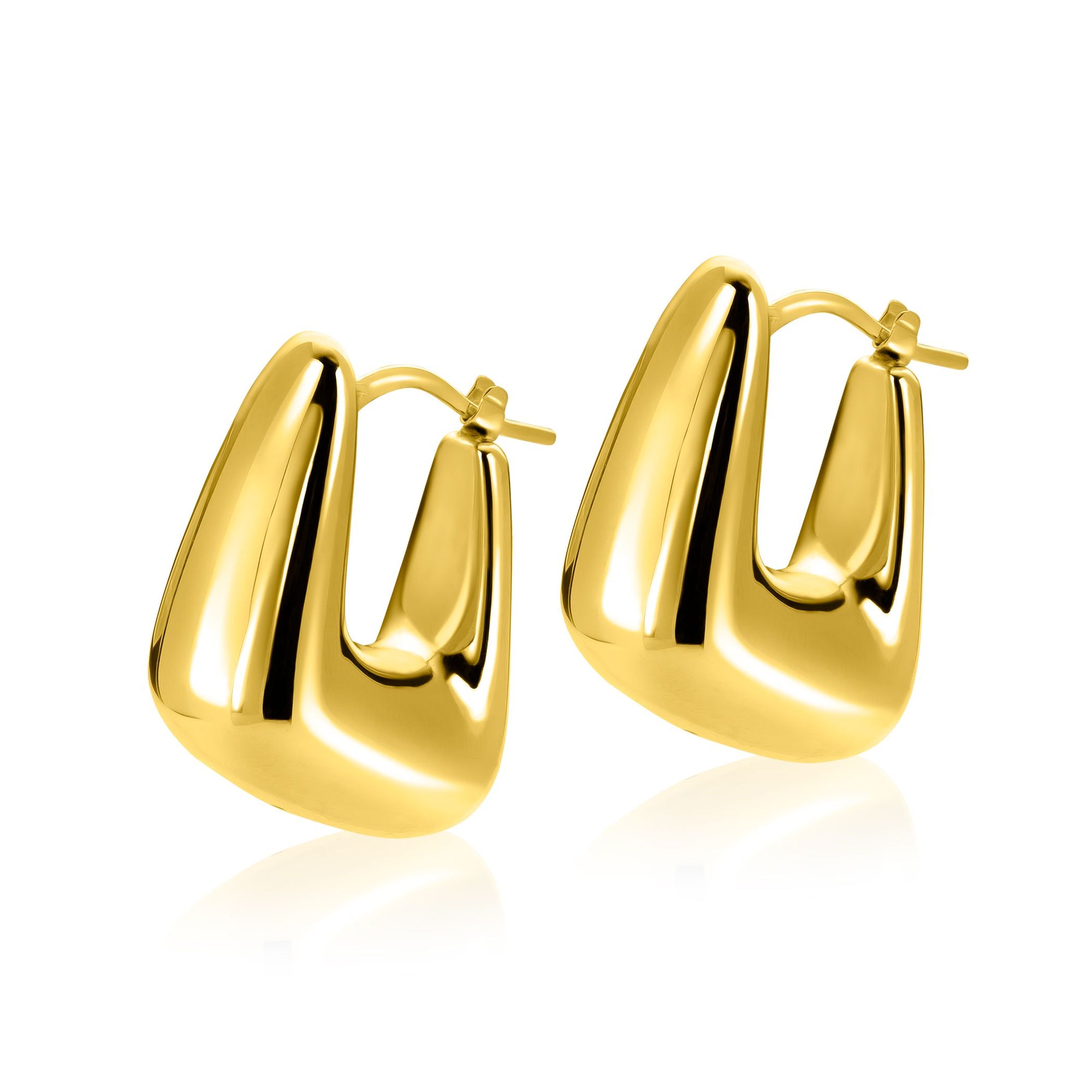 ZINZI gold plated zilveren oorringen met brede buis, vierkante look en handige bovensluiting 24mm ZIO2747G - PansiteNederland.nl
