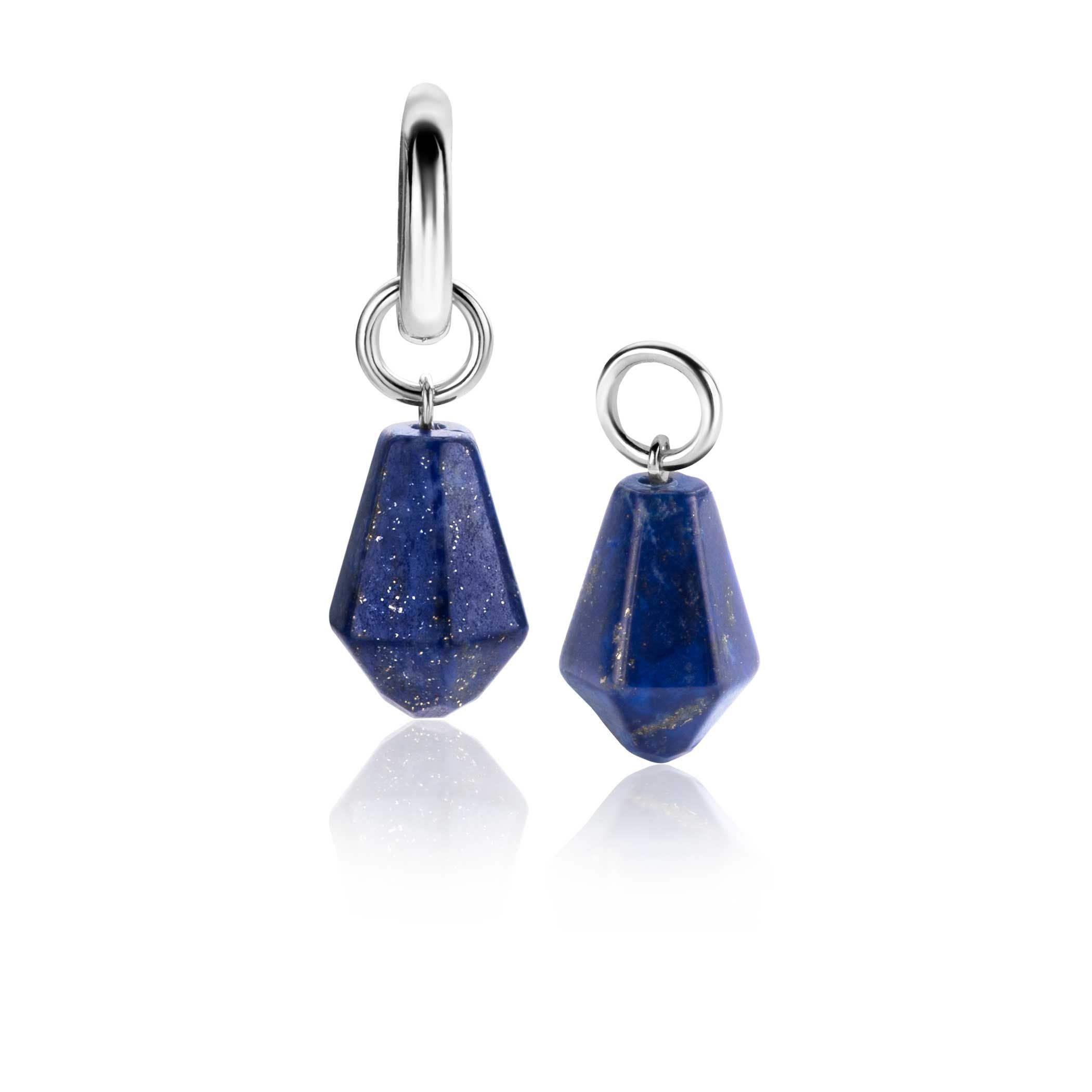 ZINZI zilveren oorbedels in kegelvorm met lapis lazuli edelstenen ZICH2256L 19mm (zonder Oorbedels)