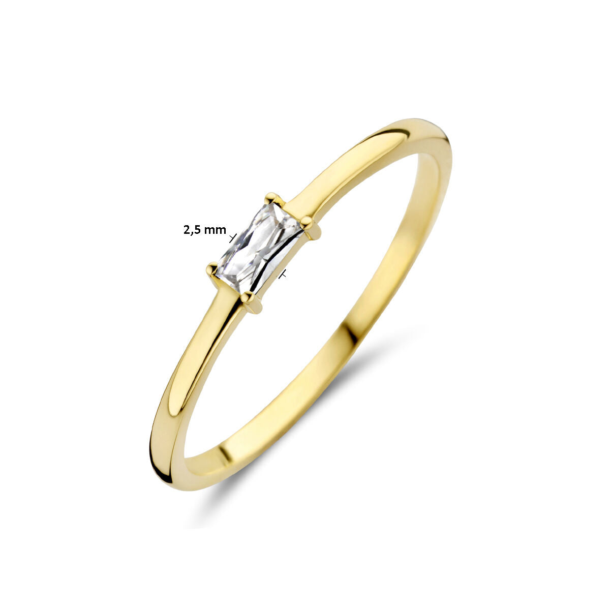 Ring met geboortesteen zirkonia april 14K geelgoud