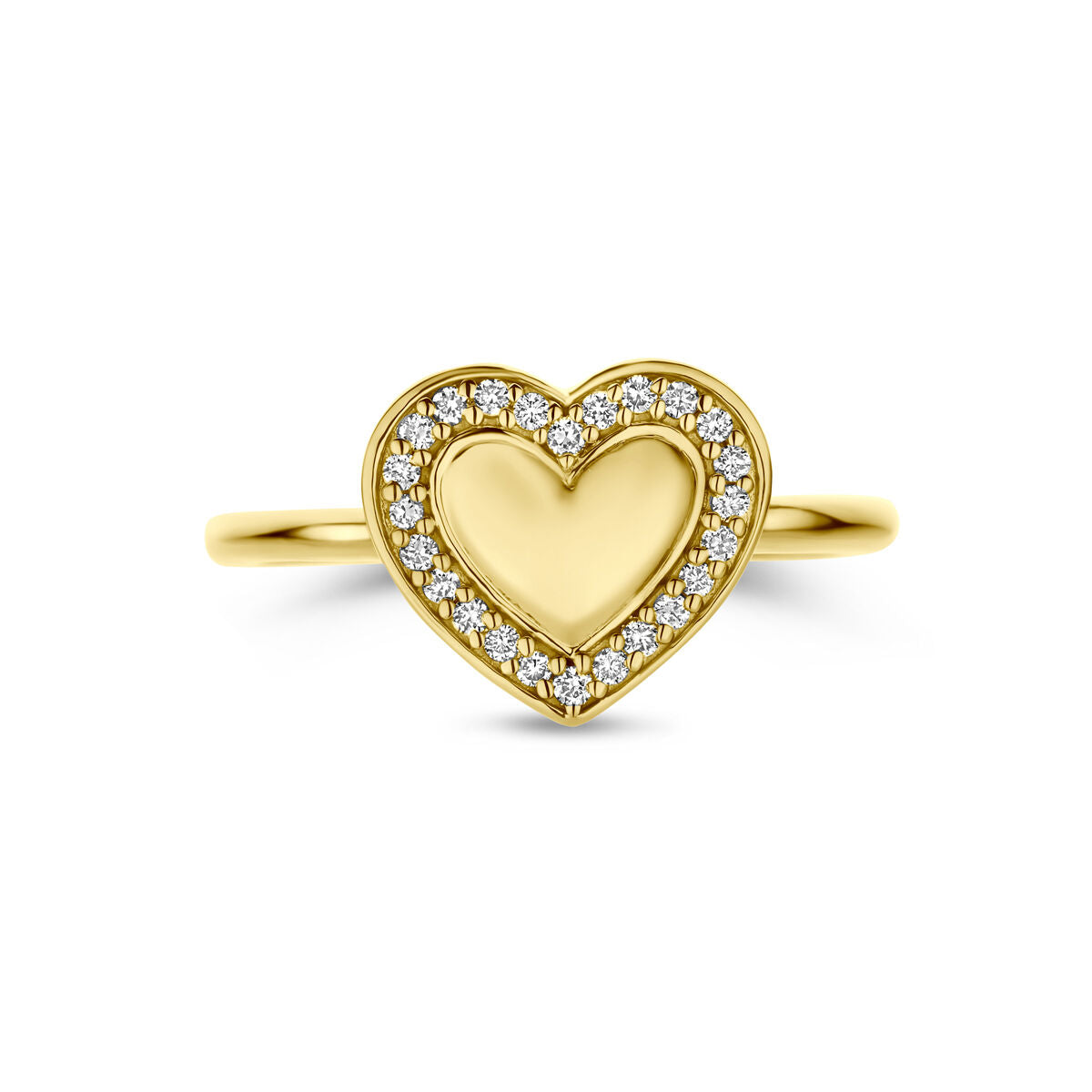 Ring hart lab grown diamant 0.11ct f vs 14K geelgoud
