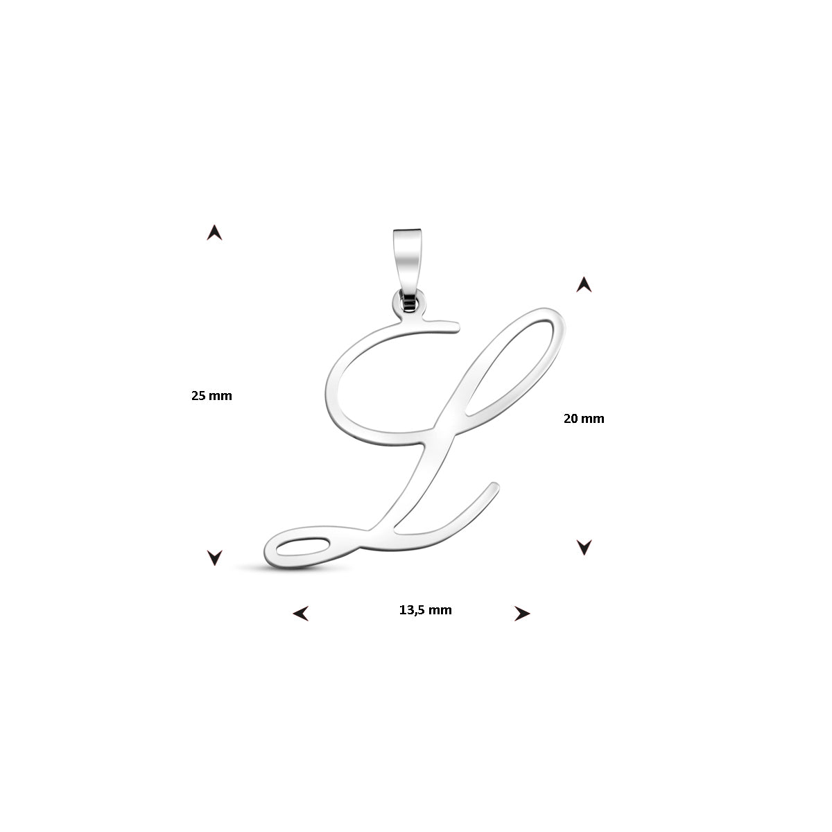 Hanger sierletter L 20 mm zilver #Letter_L