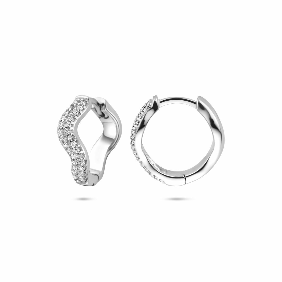 Zilveren gerhodineerde klapoorringen zirkonia 15 mm - 1340876