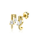 Zinzi 12mm gold plated zilveren multi-look oorstekers met peervormige en ovale witte zirkonia's ZIO2689Y - PansiteNederland.nl