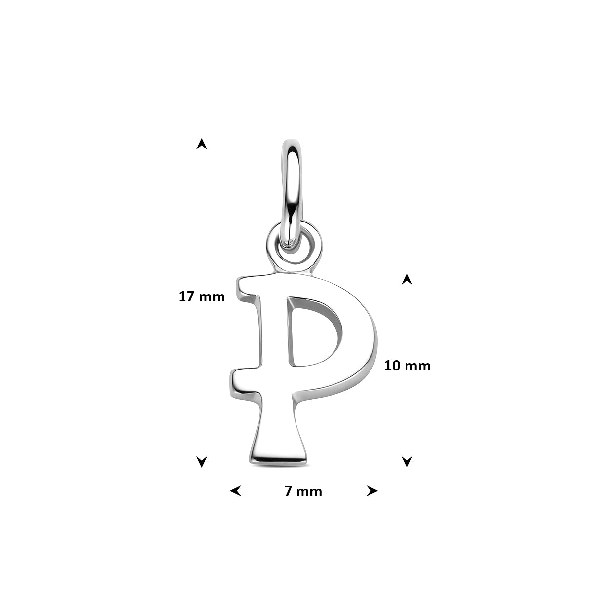 Hanger letter P 12,5 mm zilver #Letter_P