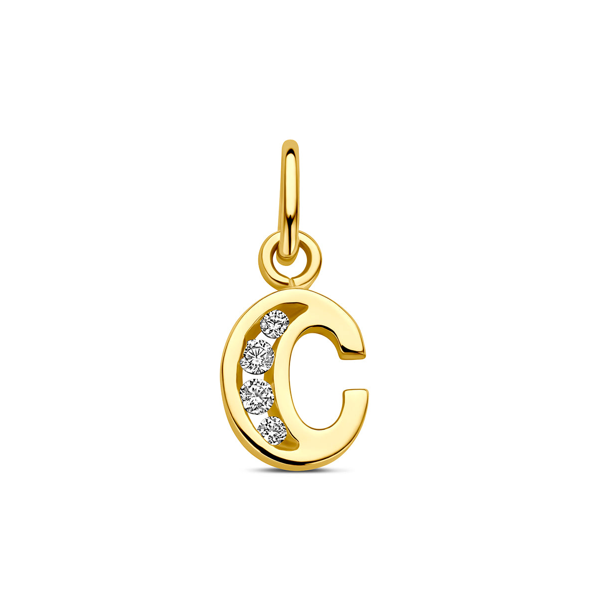 Hanger letter C zirkonia 10,5 mm 14K geelgoud #Letter_C