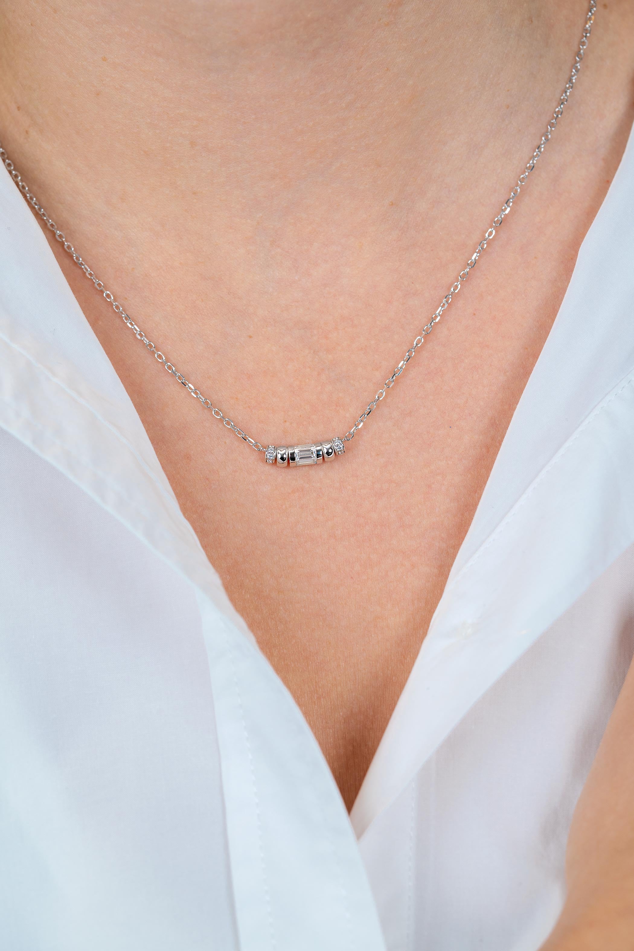ZINZI Zilveren Ketting met Witte Zirkonia ZIC2812