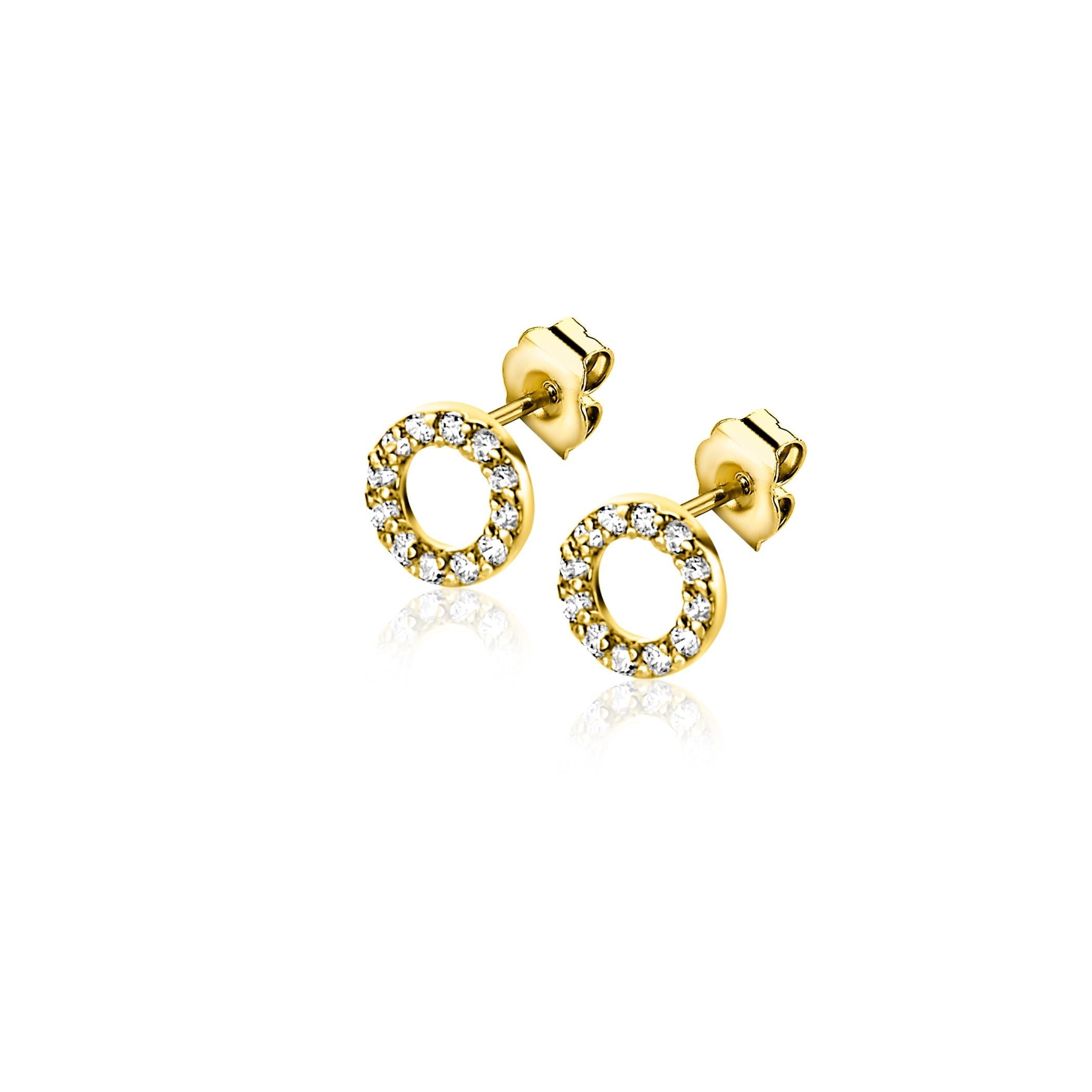 ZINZI 14K Gouden Oorknoppen met Witte Zirkonia ZGO550 oorbellen