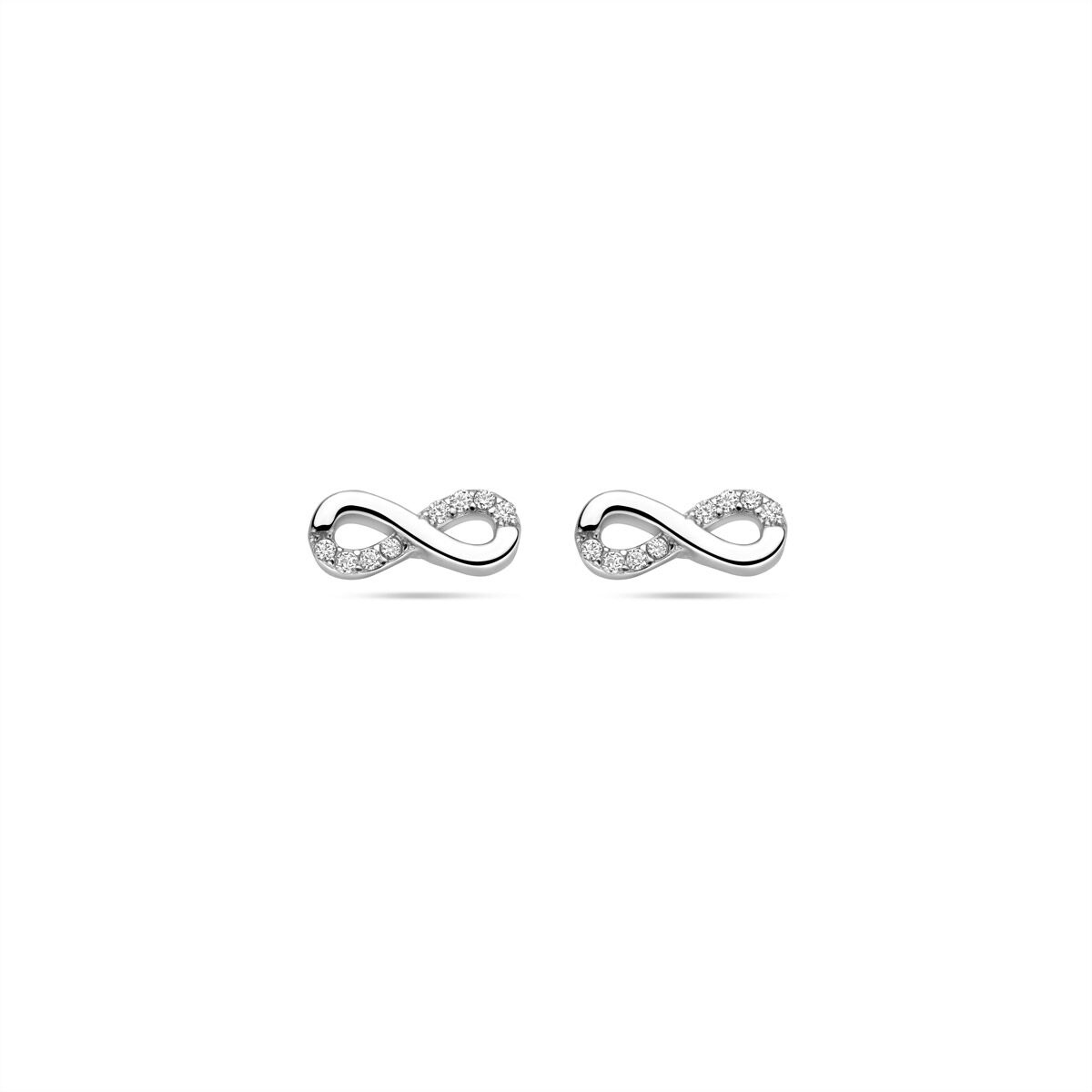 Oorknoppen infinity zirkonia 9 mm zilver
