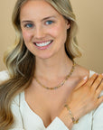 ZINZI gold plated armband met bicolor rechthoekige schakels 6,5mm ZIA2757