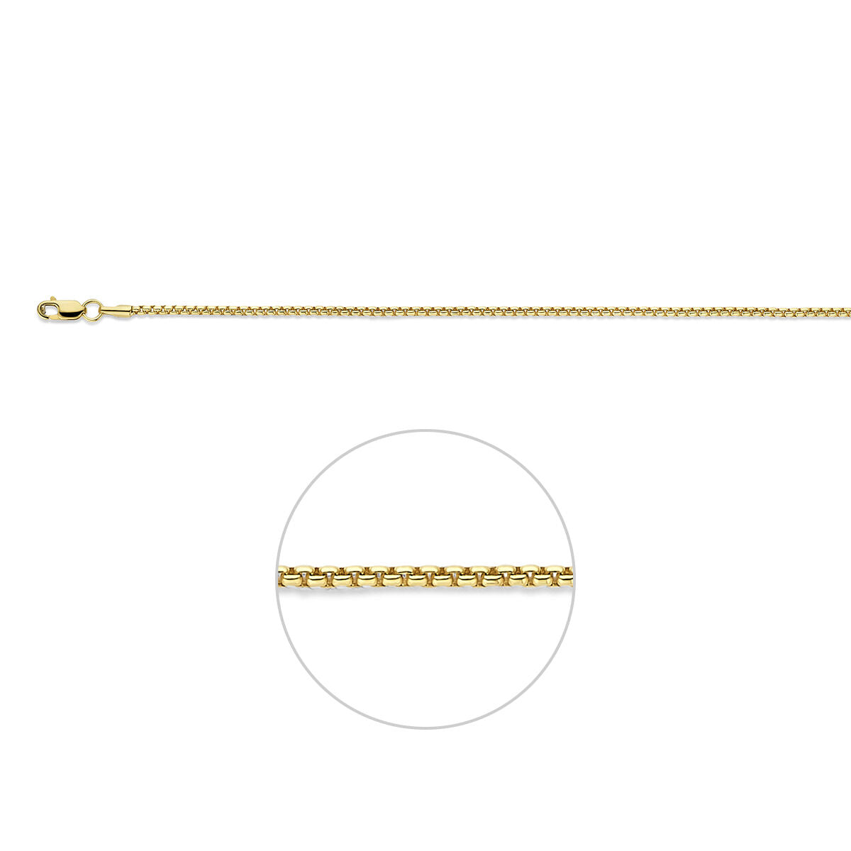 Ketting Venetiaans 1,8 mm massief Silgold (geel met zilverkern)