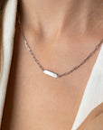ZINZI Zilveren Paperclip Ketting met Graveerplaat Rechthoek 42-45cm ZIC2530