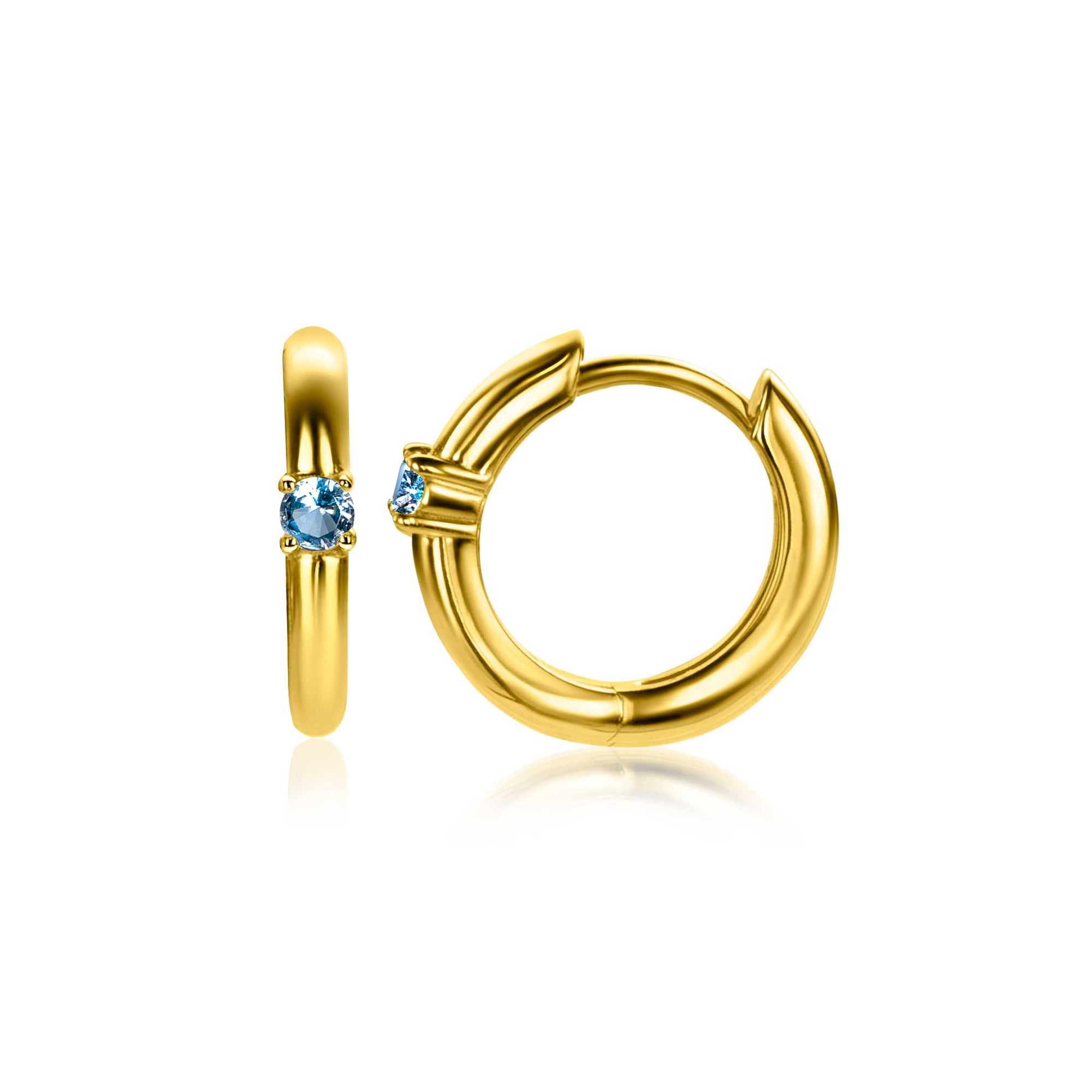 Zinzi DECEMBER oorringen 13mm gold plated met geboortesteen blauw topaas zirkonia ZICR-DEC - PansiteNederland.nl