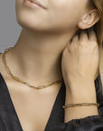 14K geelgoud collier paperclip vierkante buis 5,5 mm 45 cm 4022482 - PansiteNederland.nl