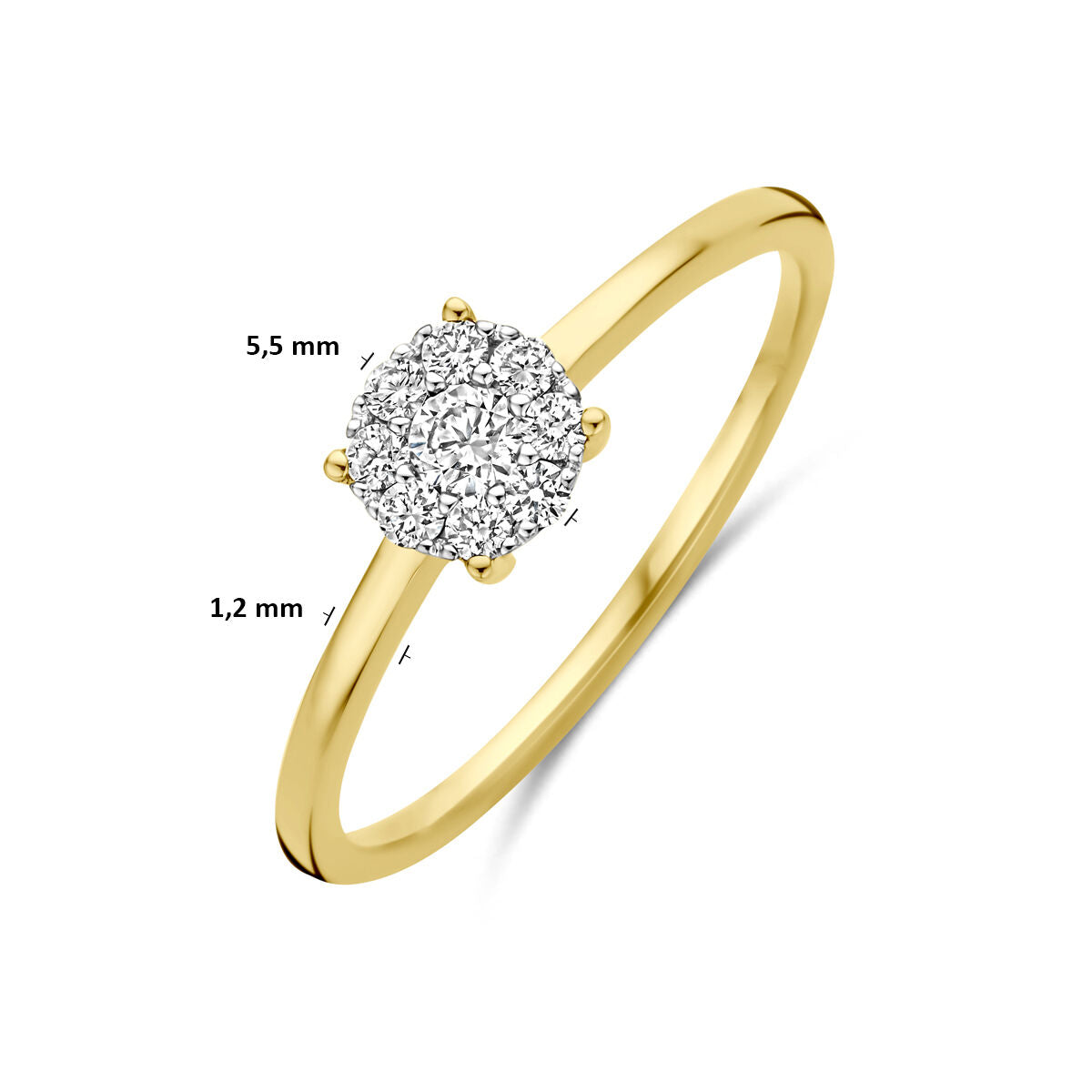 Ring diamant 0.19ct h si 14K bicolor goud geel/wit