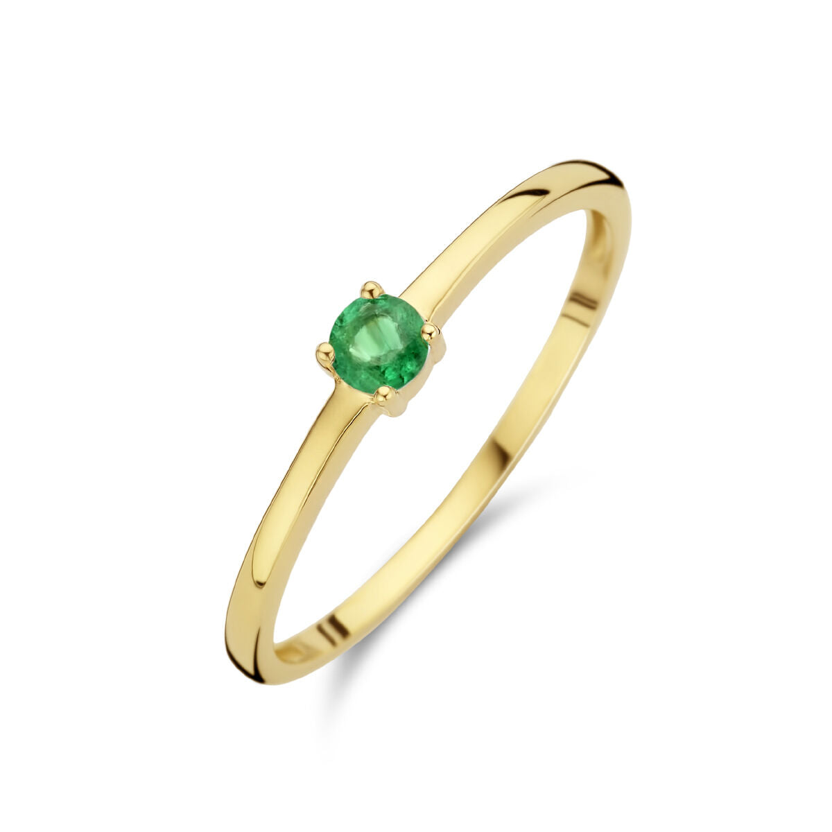 Ring met geboortesteen smaragd mei 14K geelgoud