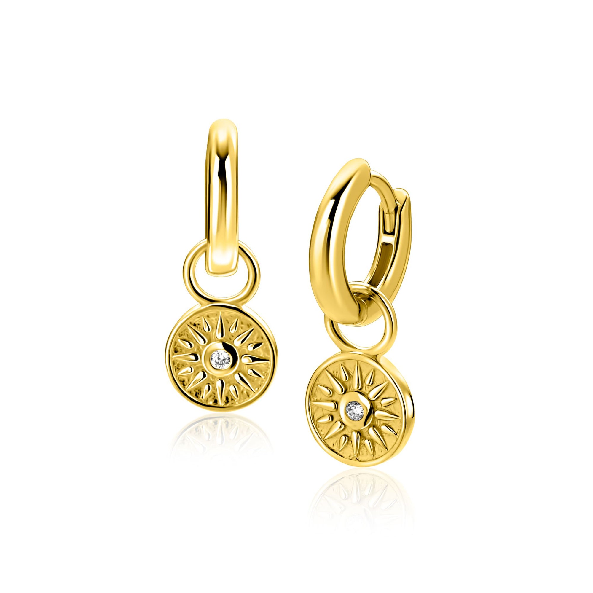 ZINZI gold plated zilveren oorbedels zon 8mm ZICH2741 (zonder oorringen) - PansiteNederland.nl