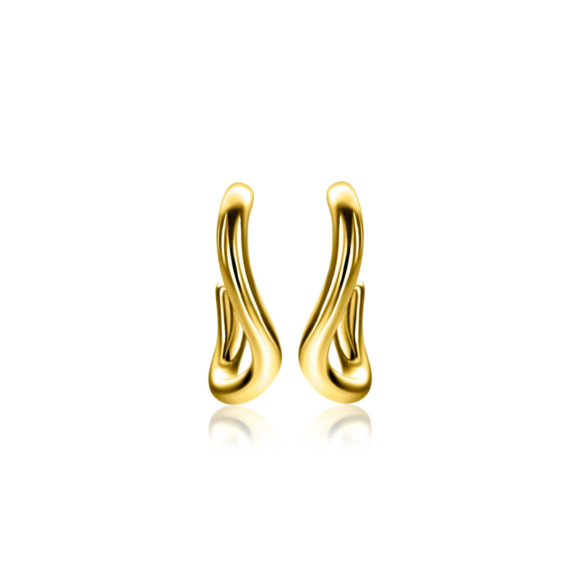 ZINZI gold plated zilveren gladde oorstekers organisch gevormd 16mm ZIO2656G - PansiteNederland.nl