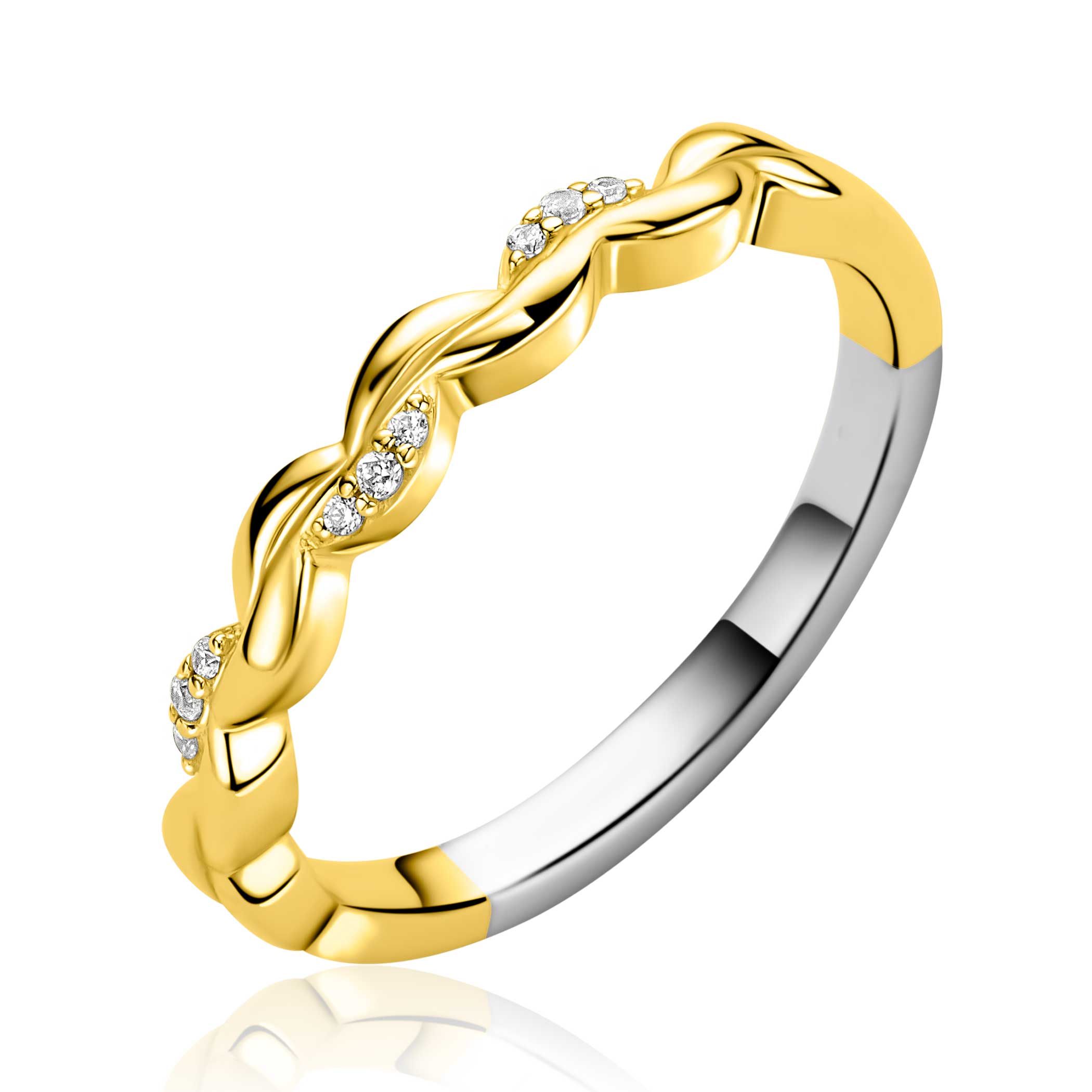 ZINZI Verguld Zilveren Ring met Witte Zirkonia - ZIR2875