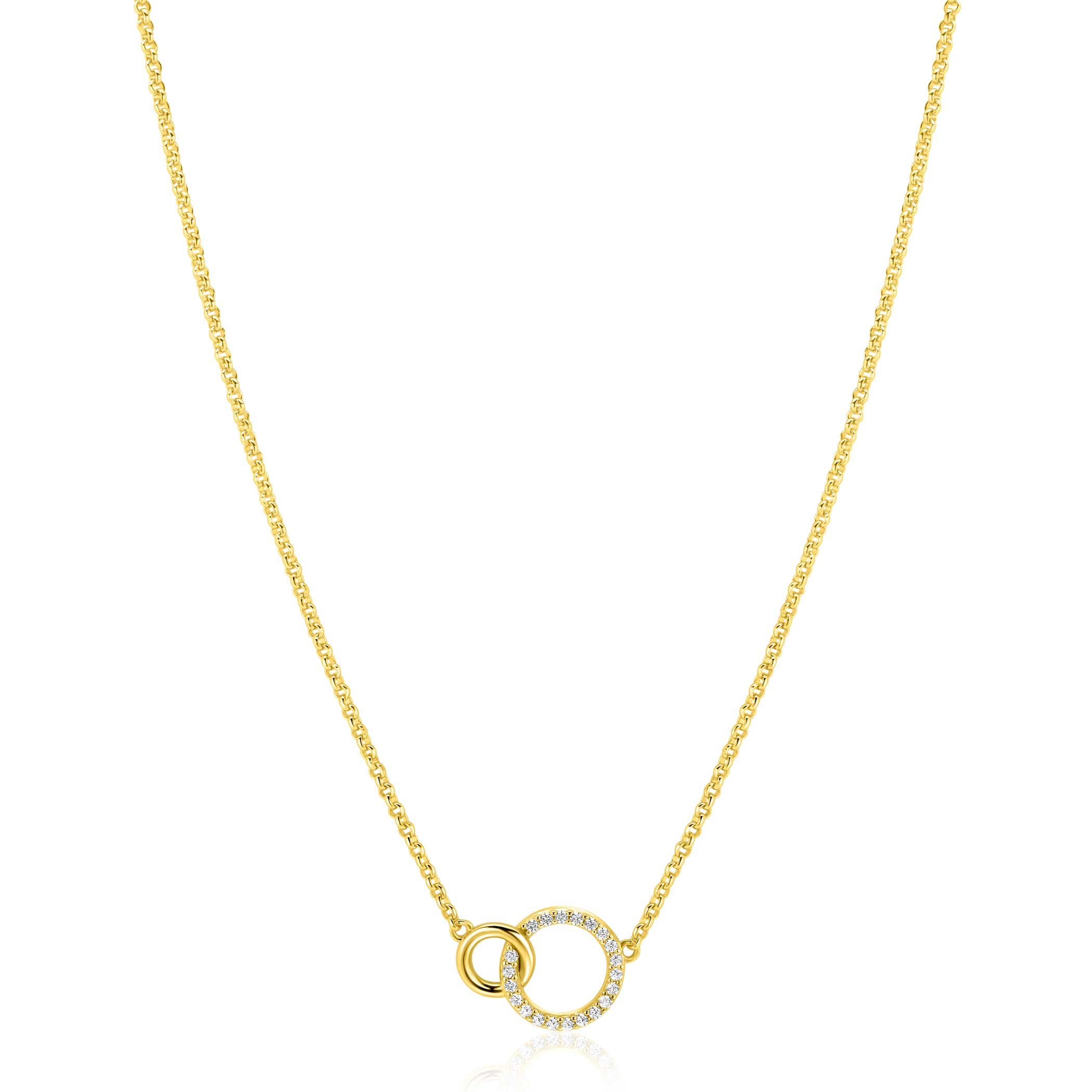 ZINZI Verguld Zilveren Ketting met Witte Zirkonia - ZIC1782Y