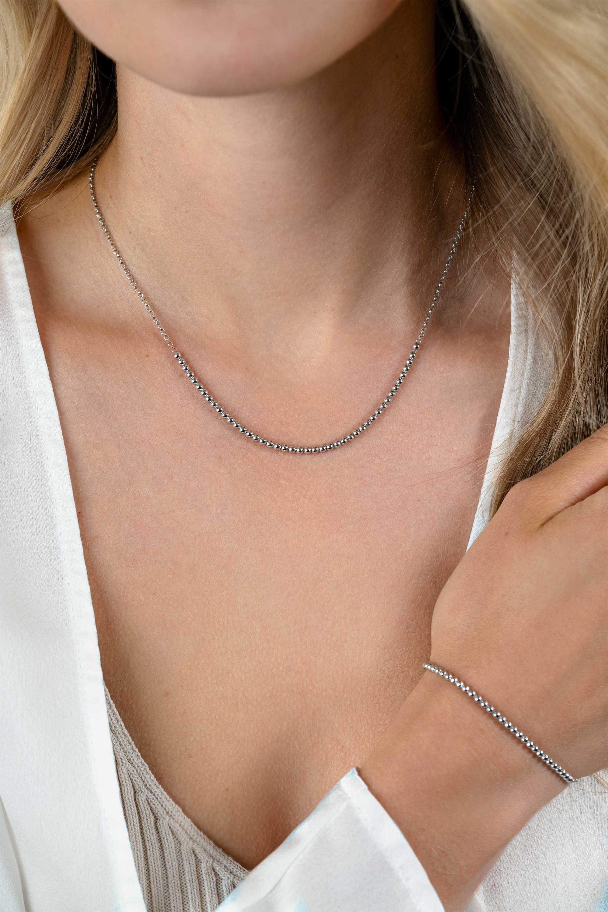 ZINZI zilveren jasseron ketting met bolletjes schakels 2,5mm breed in het midden 40-45cm ZIC2640