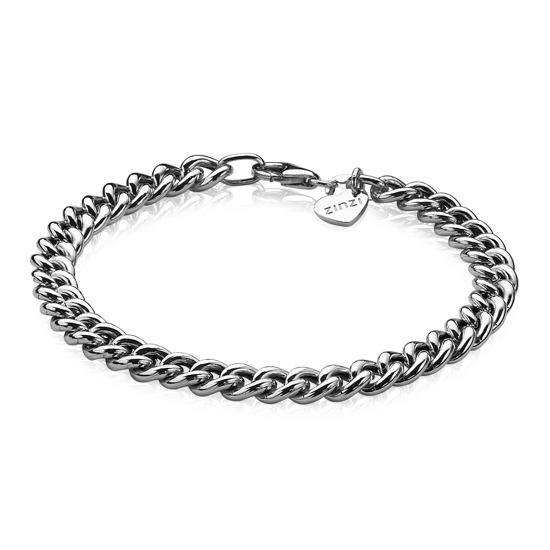 ZINZI zilveren gourmette armband 6,5mm breed 19cm - ZIA1056