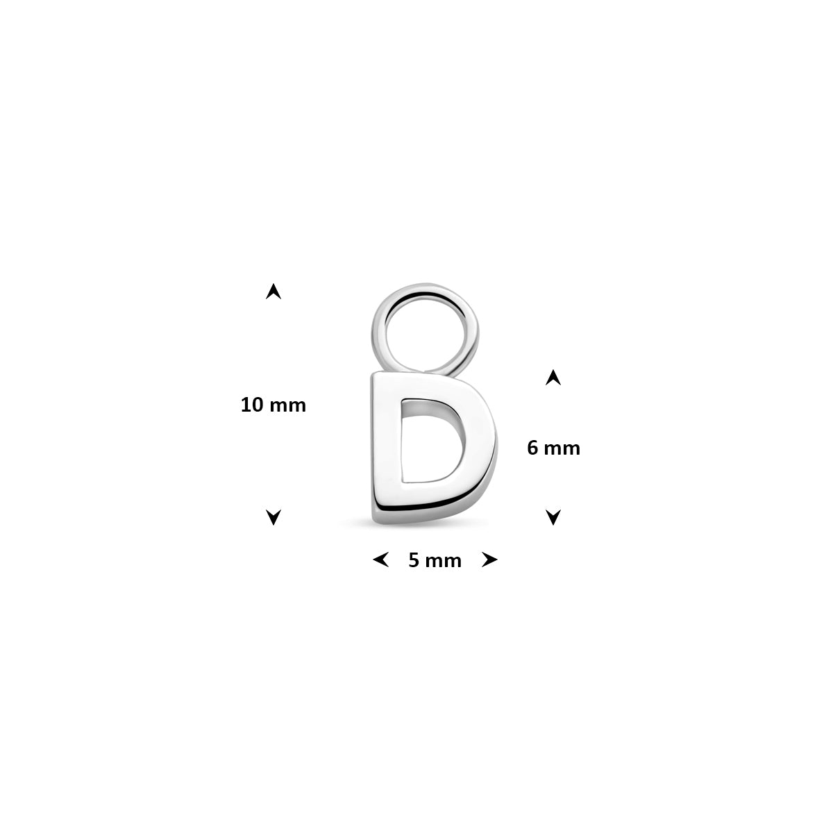 Oorringhanger letter D 6 mm zilver #Letter_D