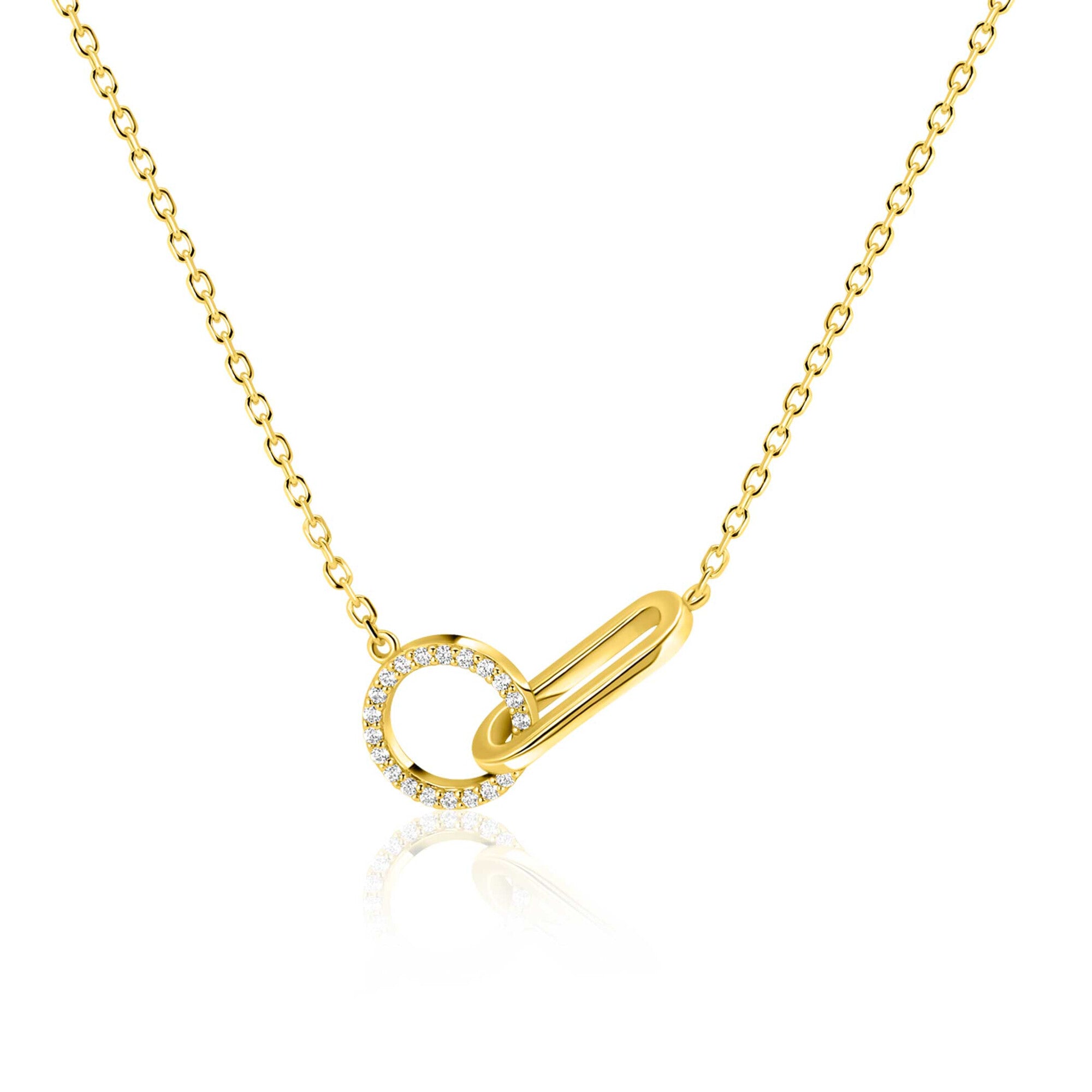 ZINZI Verguld Zilveren Ketting met Witte Zirkonia ZIC2809