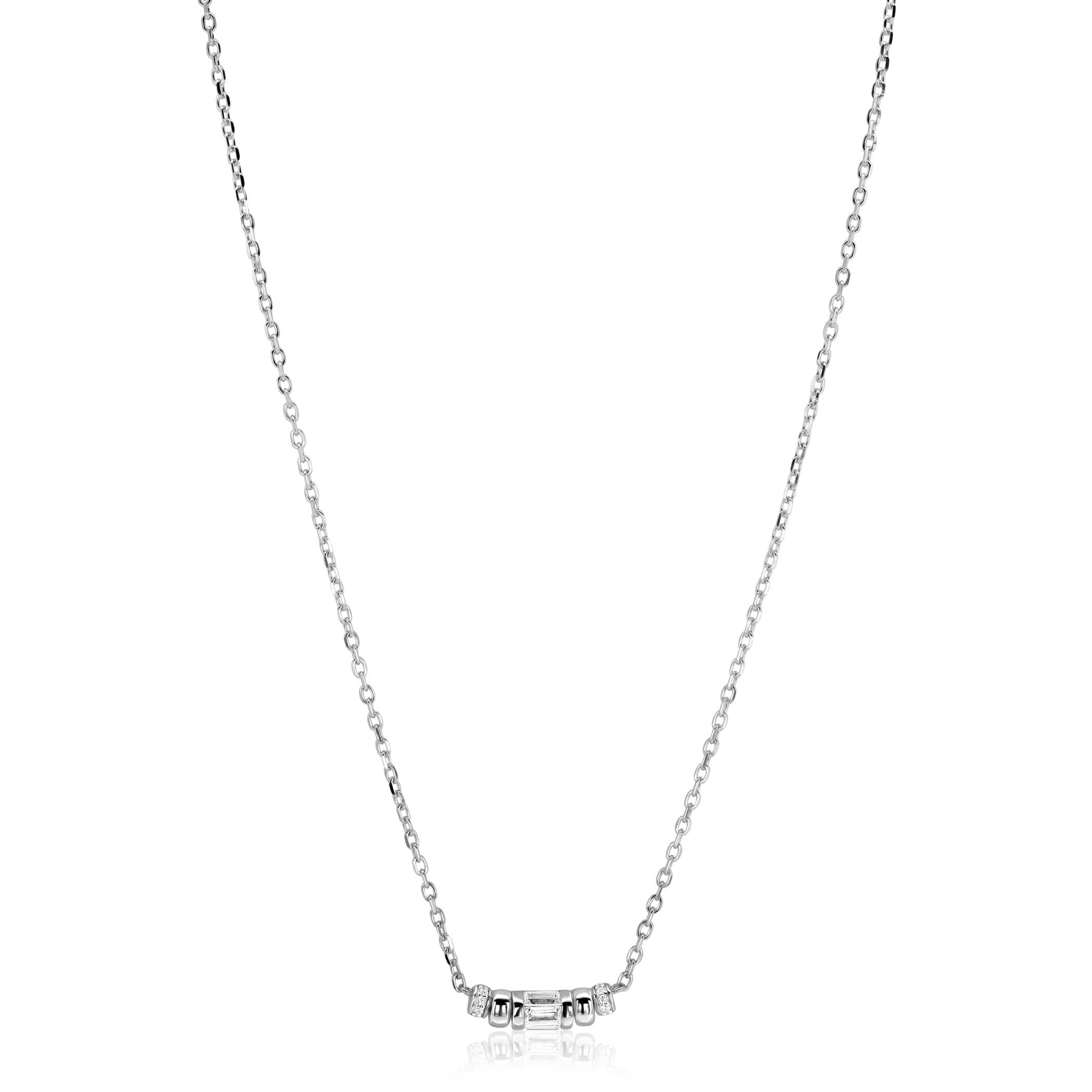 ZINZI Zilveren Ketting met Witte Zirkonia - ZIC2812