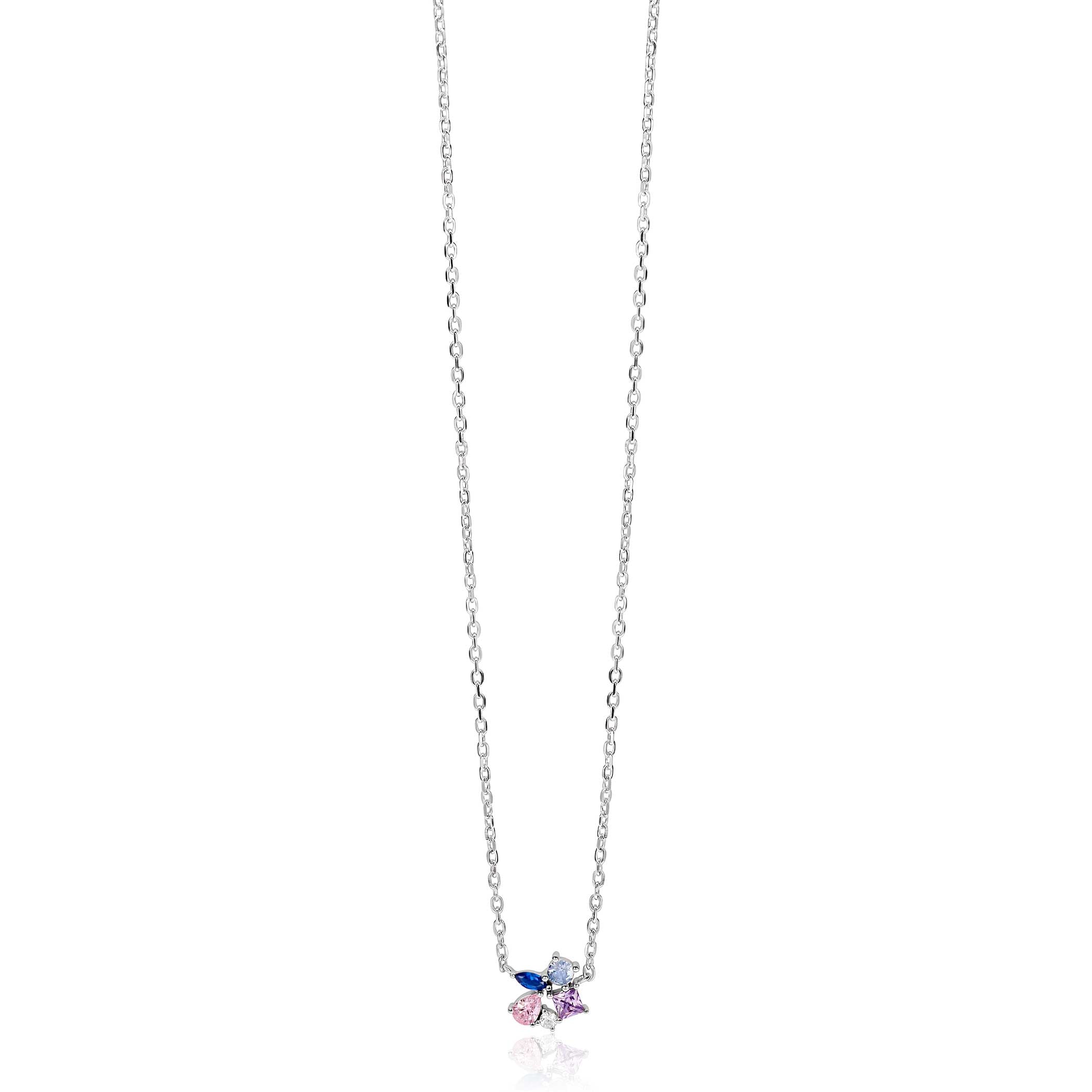 ZINZI Zilveren Ketting met Roze Kleursteen - ZIC2866